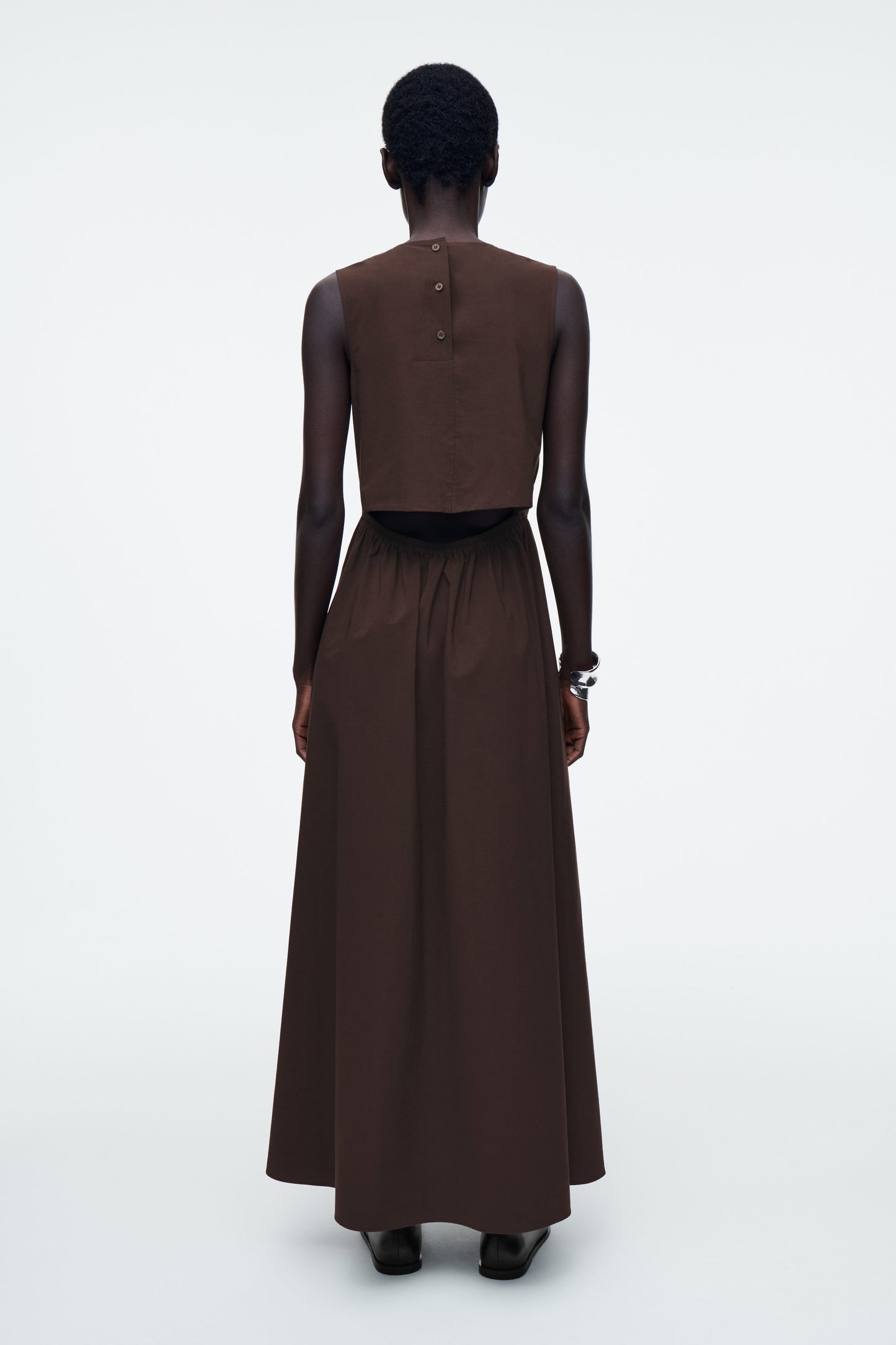 Open-back cotton midi dress