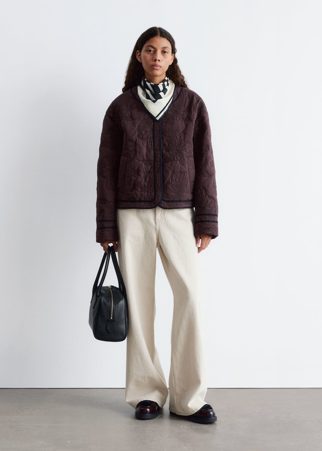 Floral Pattern Quilted Jacket