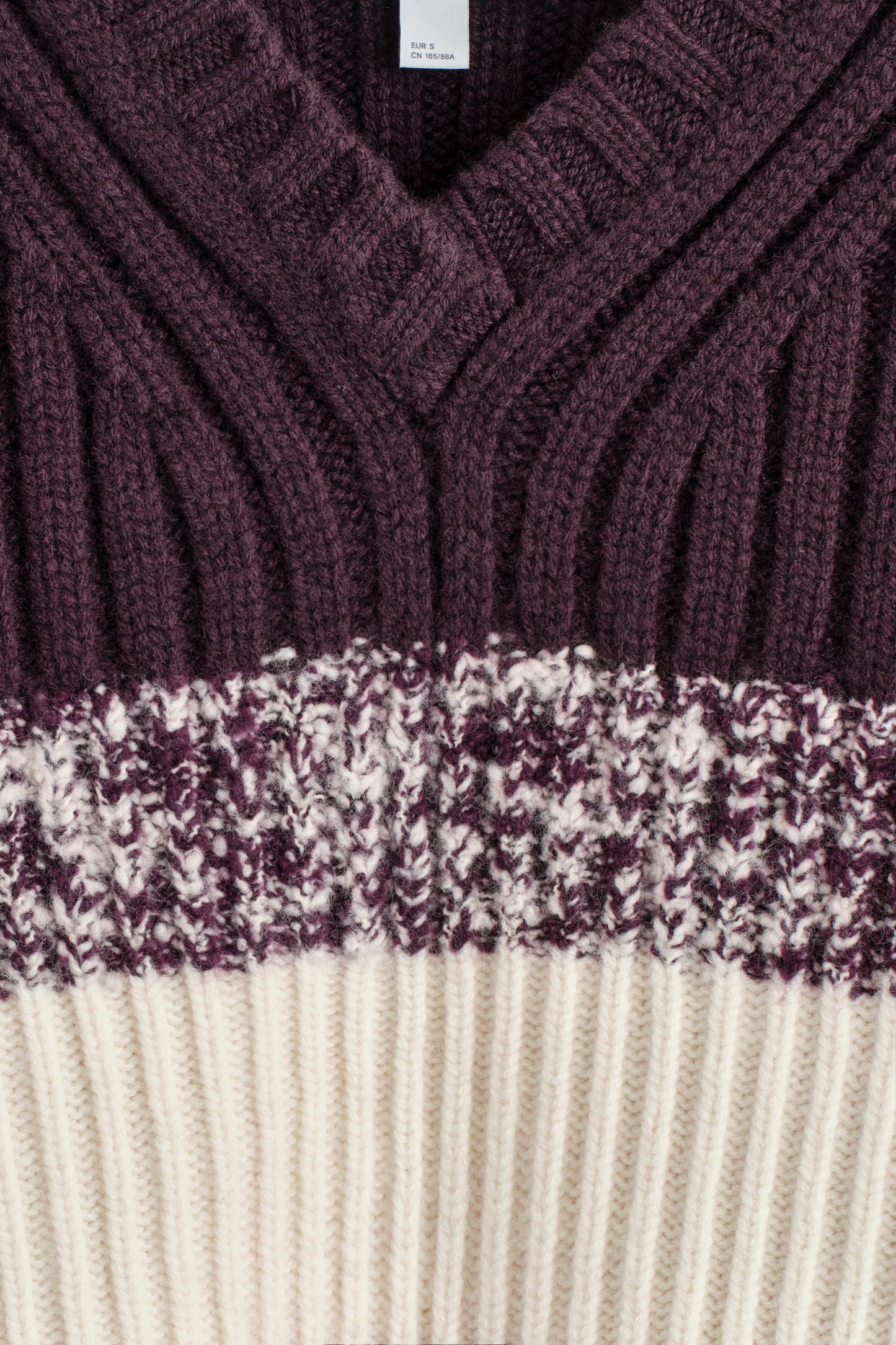 Textured merino wool v-neck jumper