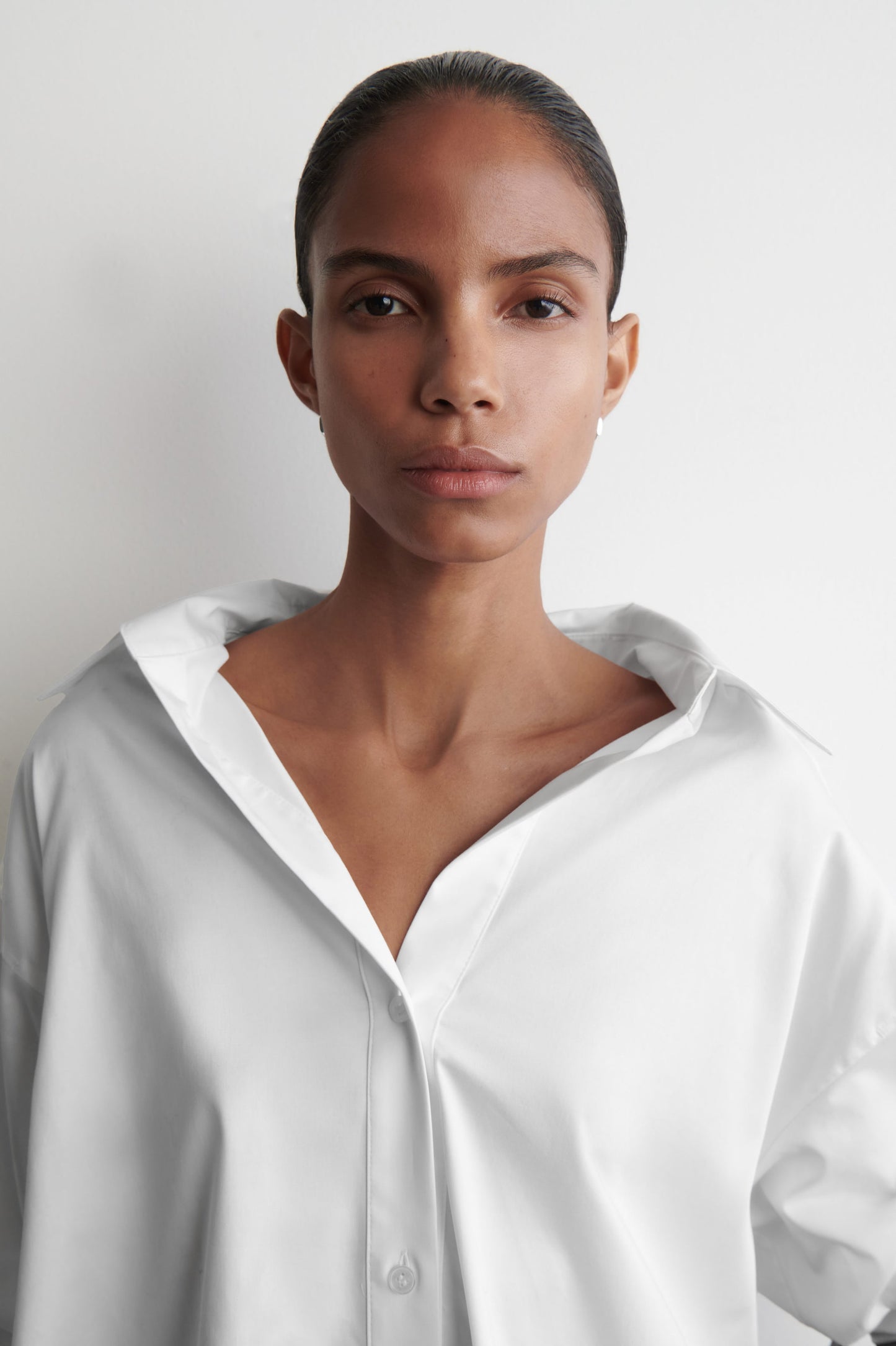 Open-Collar Cotton Shirt