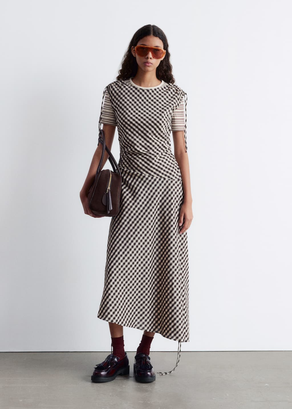 Asymmetric Boatneck Midi Dress
