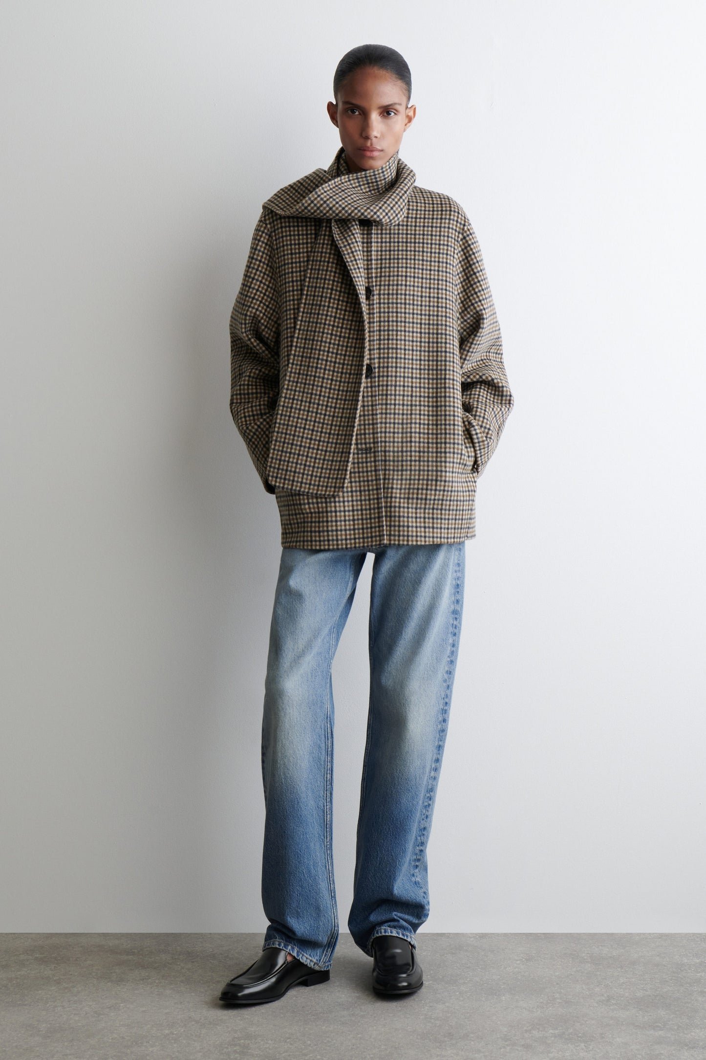 Double-Faced Wool Scarf Jacket