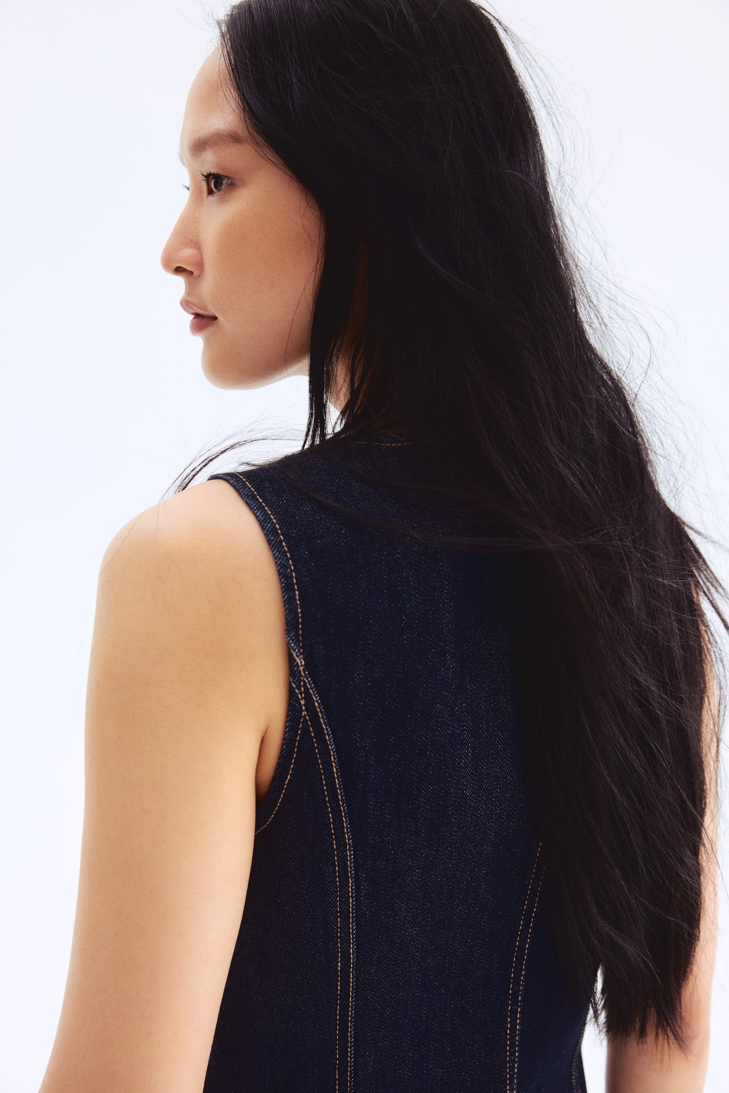 Tapered-waist denim waistcoat