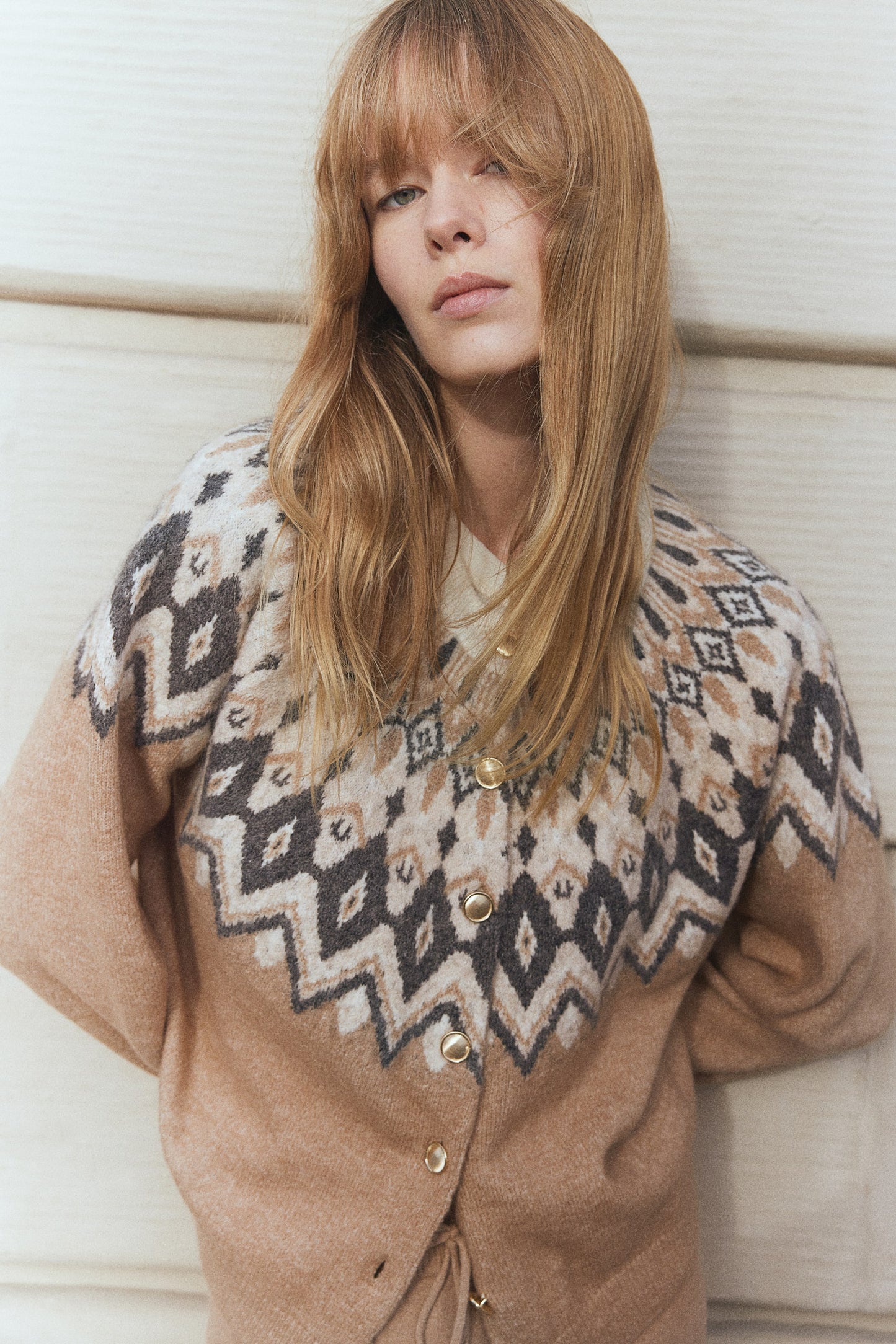 Jacquard-knit cardigan