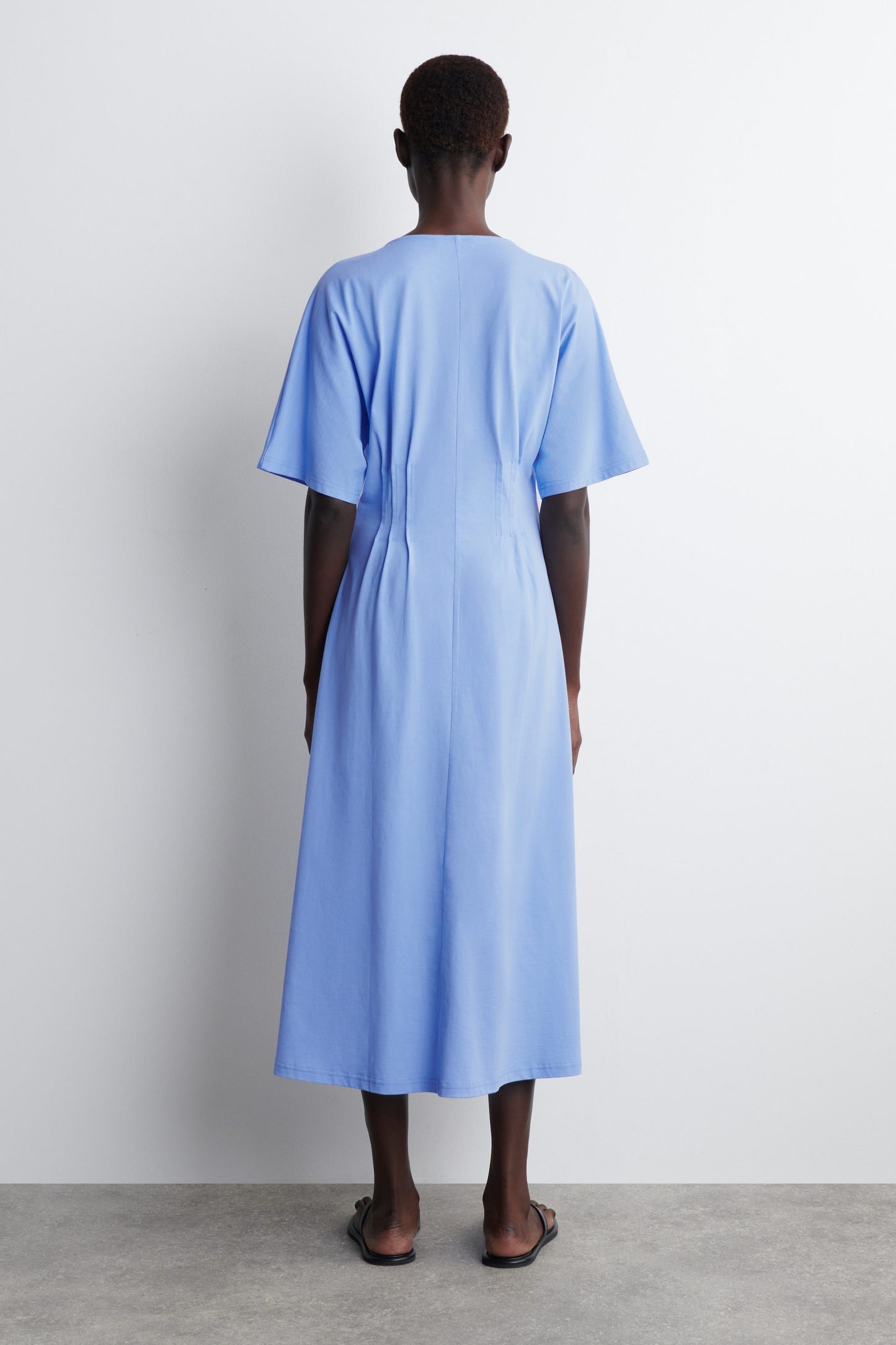 Pintucked Cotton Midi Dress