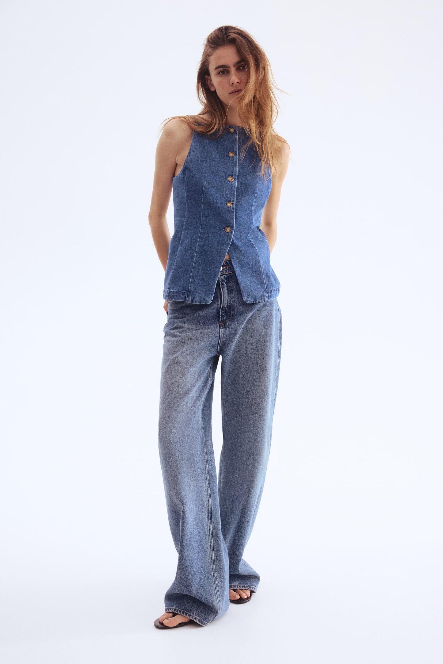 Tailored denim waistcoat