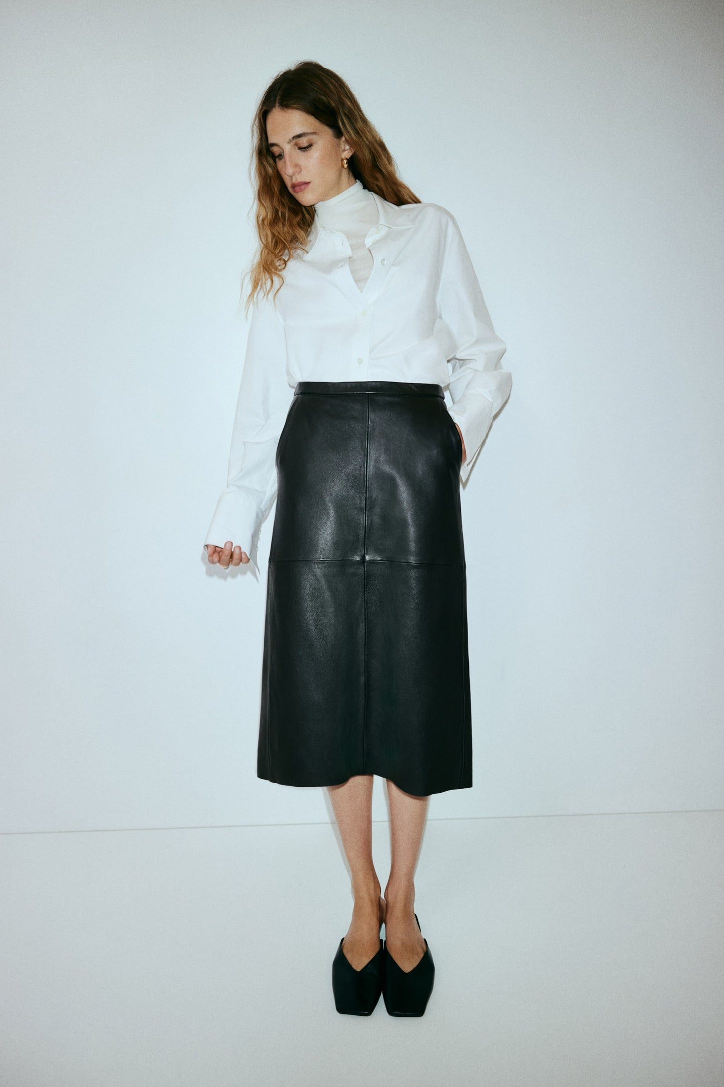 Leather pencil skirt