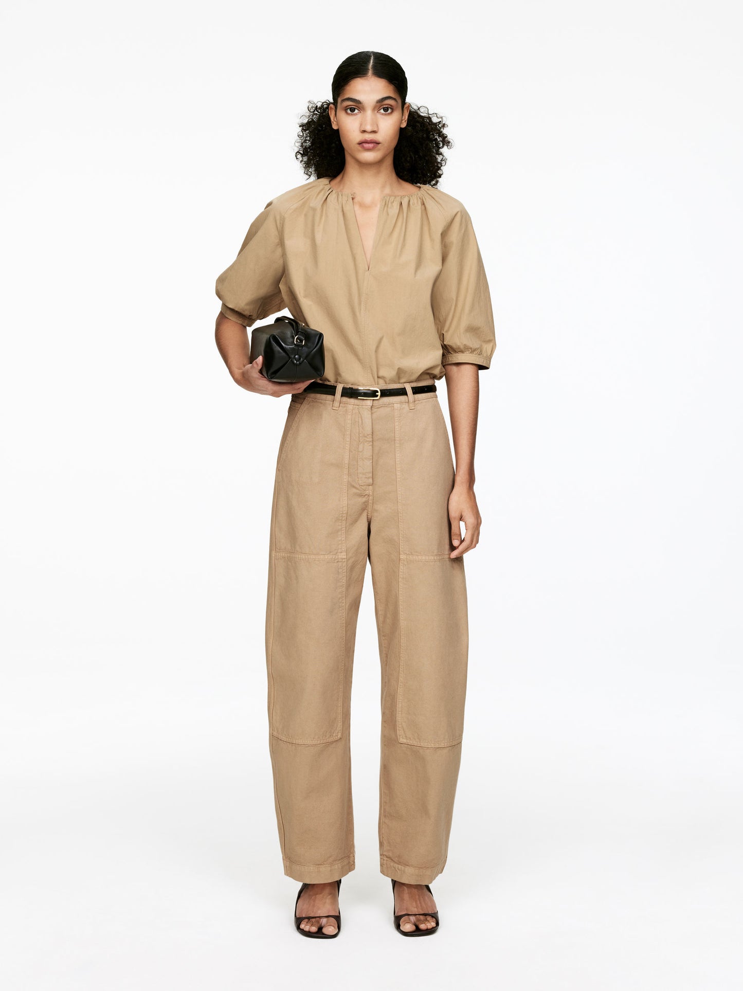 Barrel-Leg Cotton Trousers