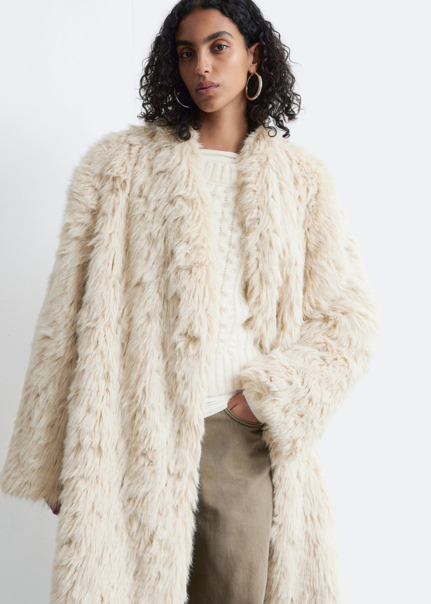 Faux Fur Midi Coat