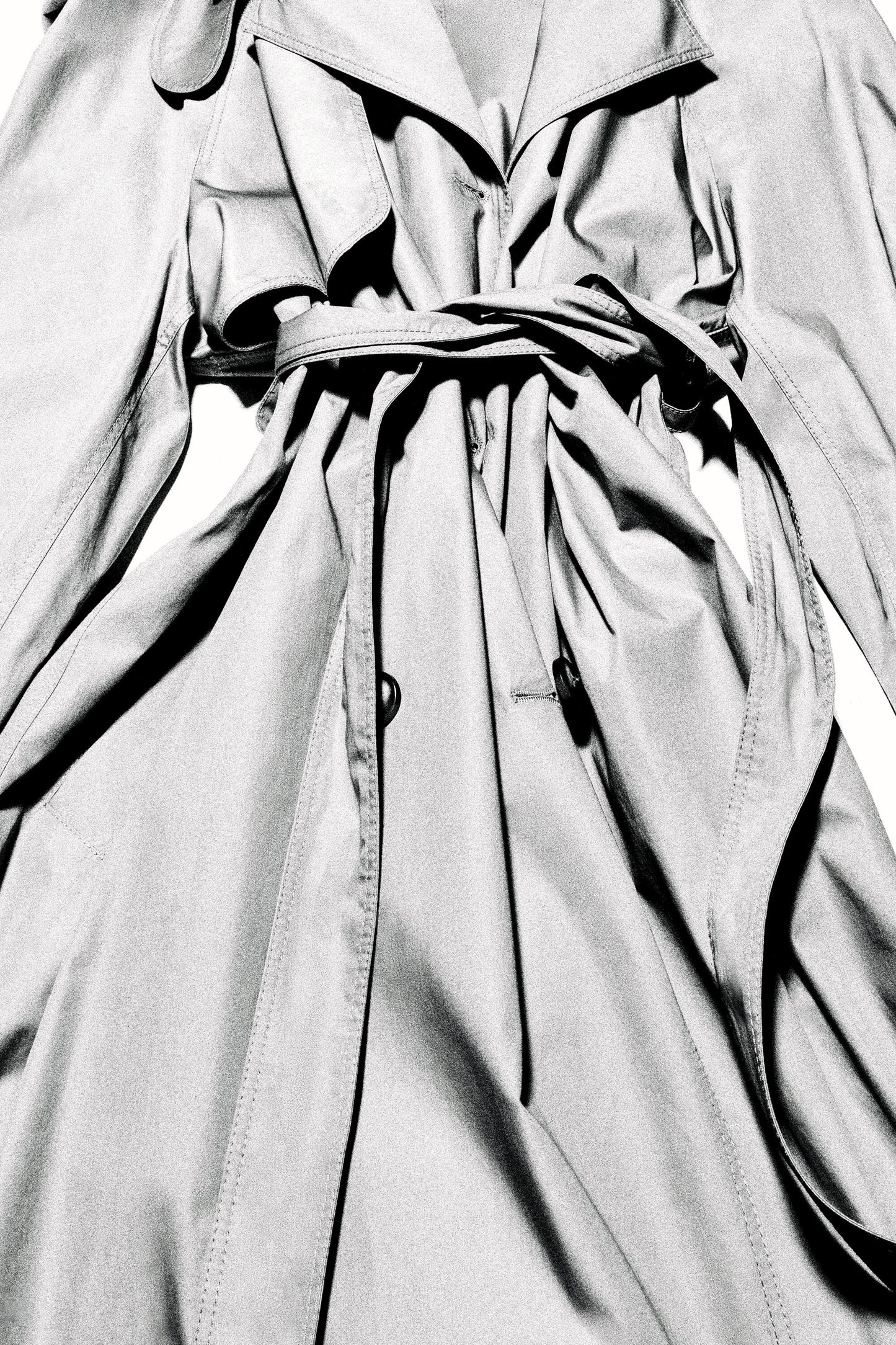Funnel-Neck Cotton Trench Coat