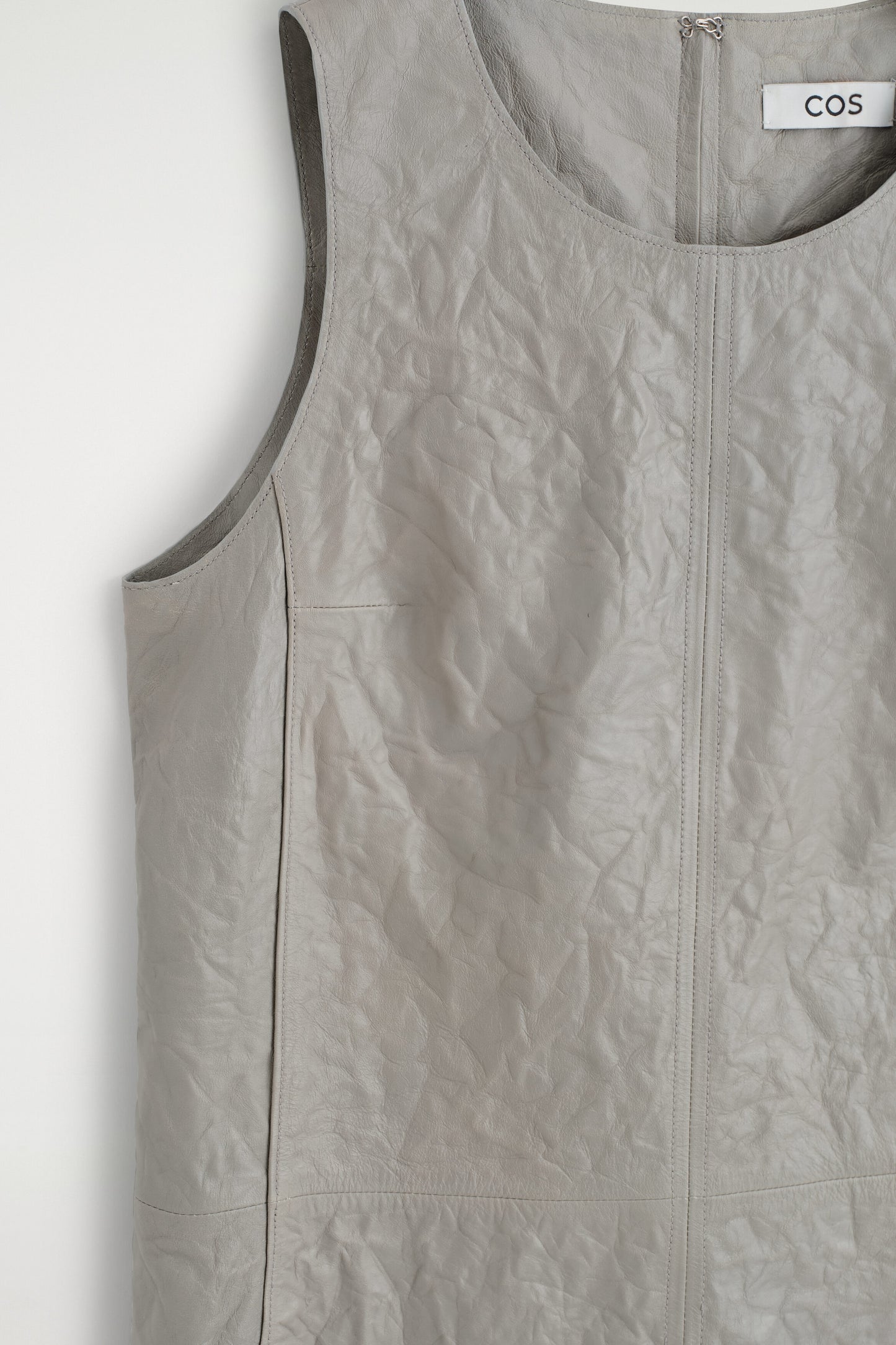 Textured-Leather Shift Dress