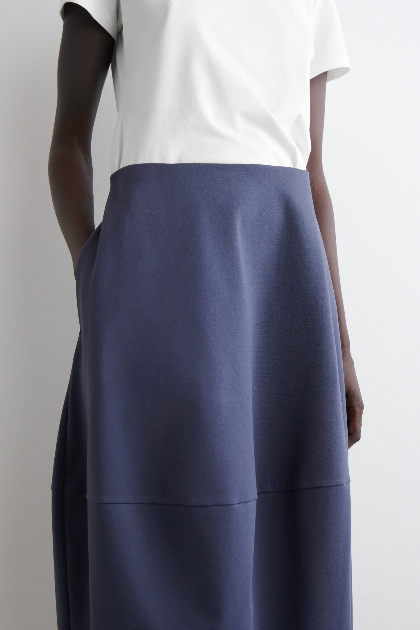 Rounded Cotton Midi Skirt