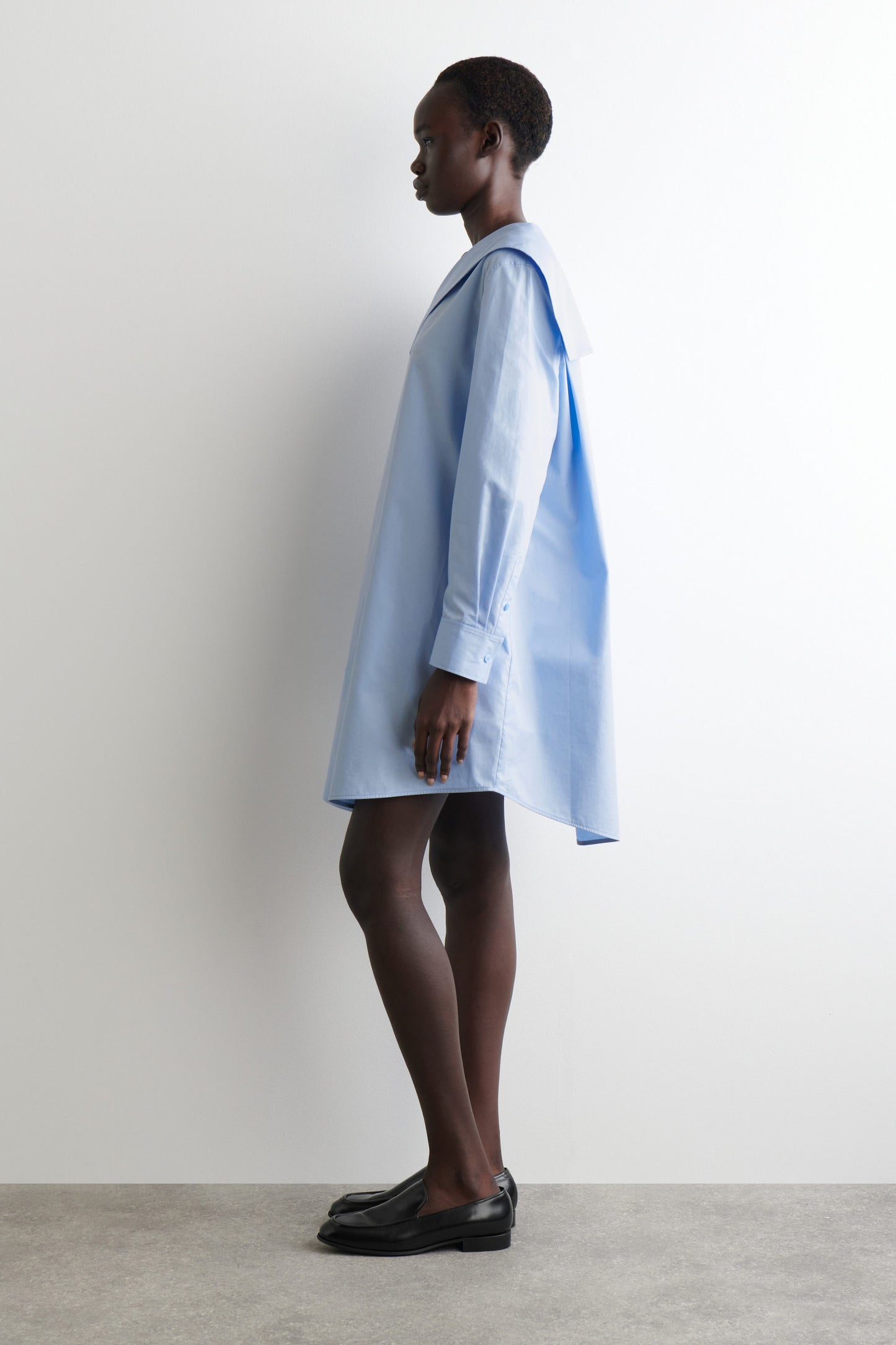 Sailor-Collar Cotton Mini Dress