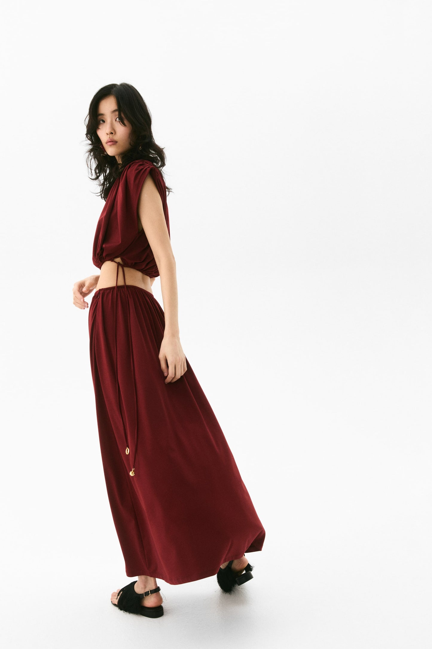 High-slit maxi skirt