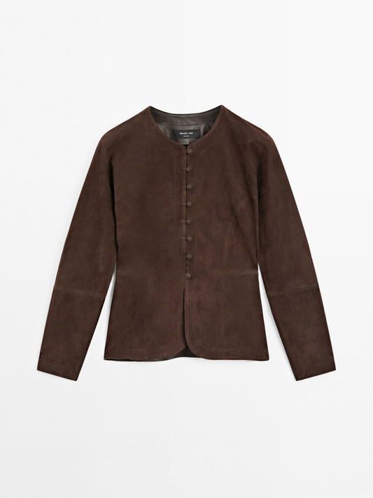 Short suede leather shirt
