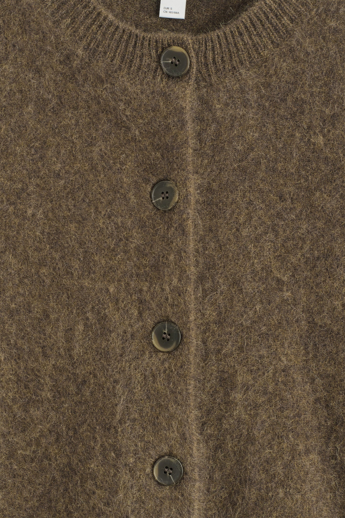 Brushed-Cashmere Crew-Neck Cardigan