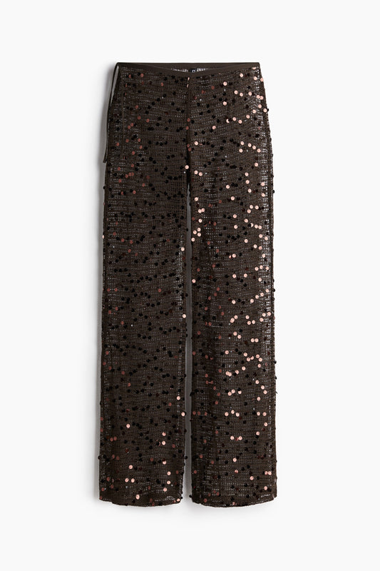 Sequined net trousers