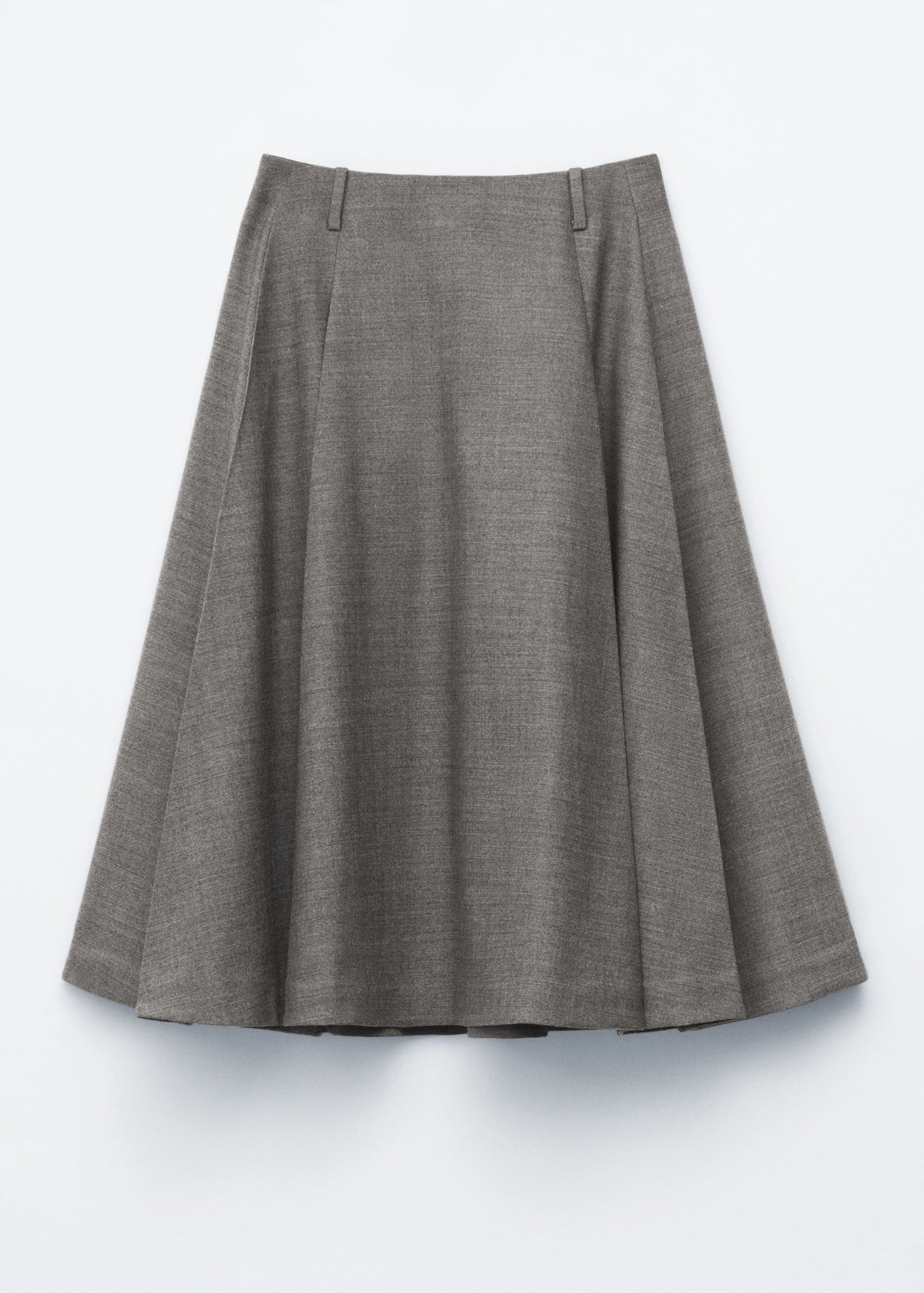 Pleated Wool Midi Skirt