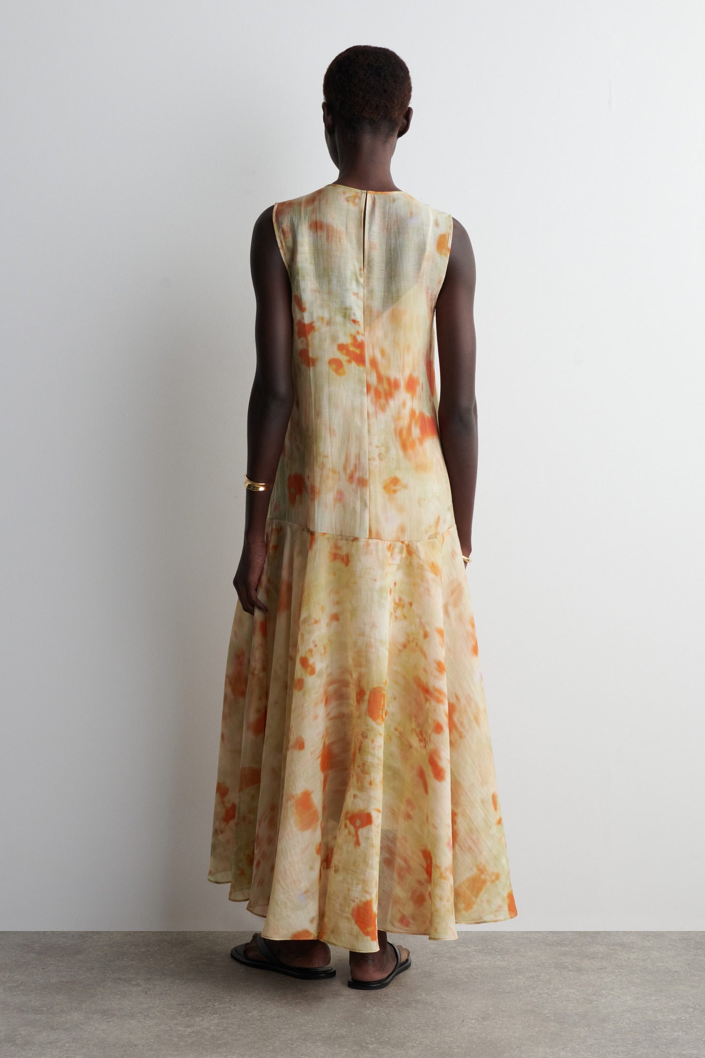 Sheer Floral-Print Maxi Dress