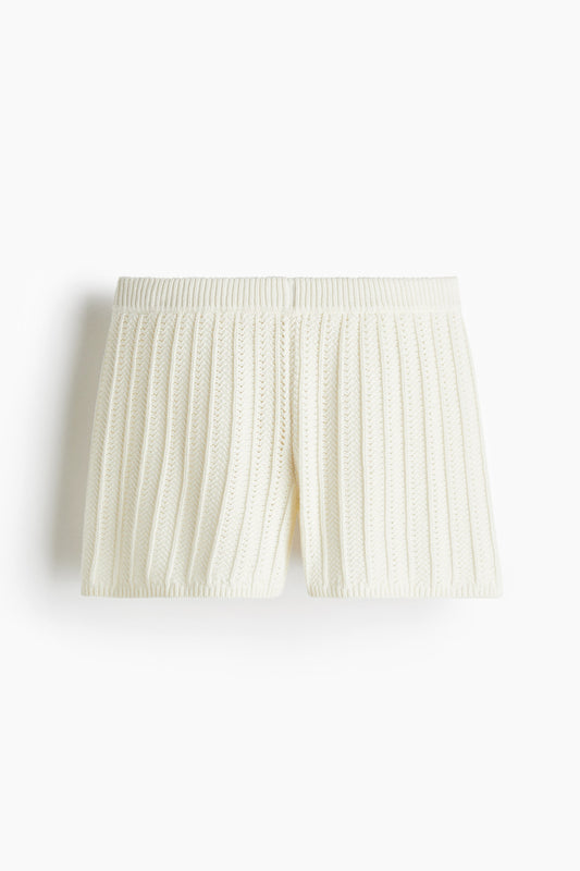 Pointelle-knit cotton shorts
