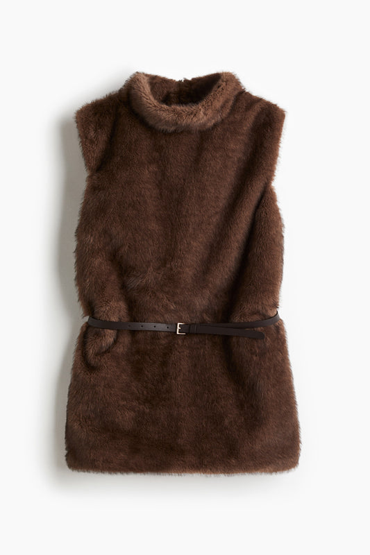 Belted turtleneck top