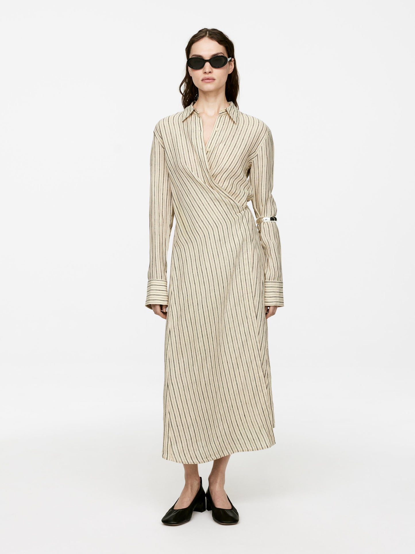 Wrap-Detail Linen Dress