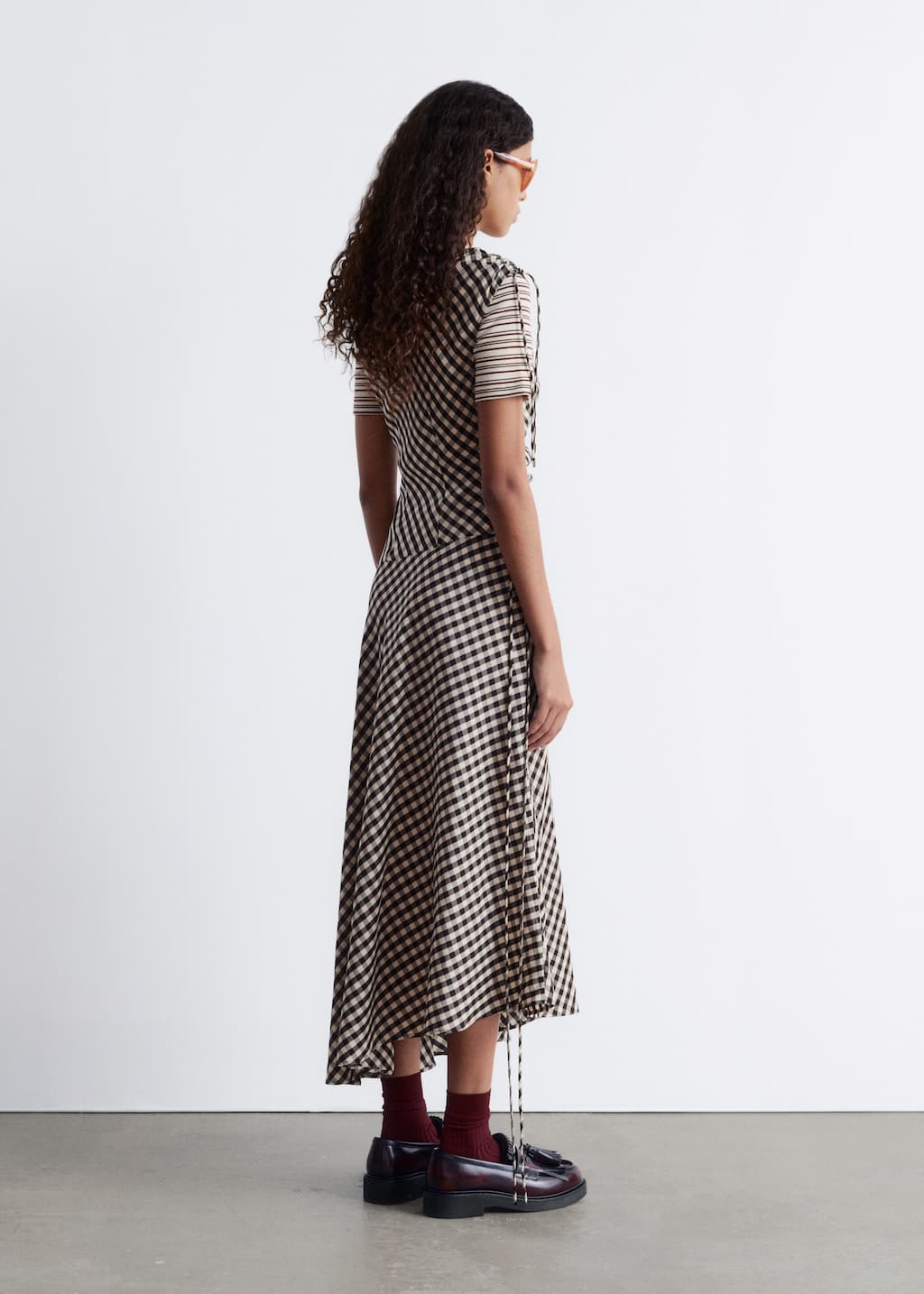 Asymmetric Boatneck Midi Dress