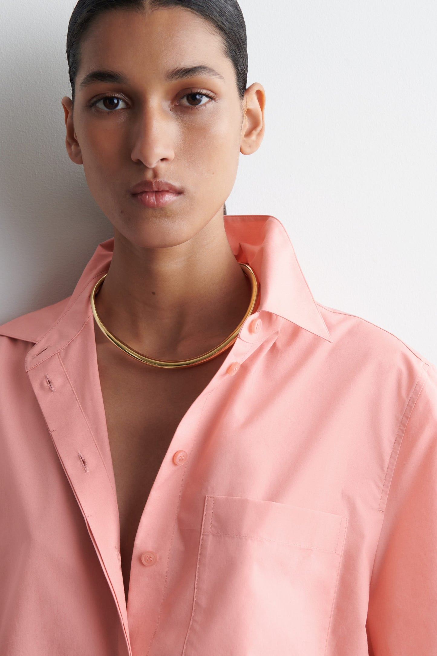 Cropped Short-Sleeved Cotton Shirt