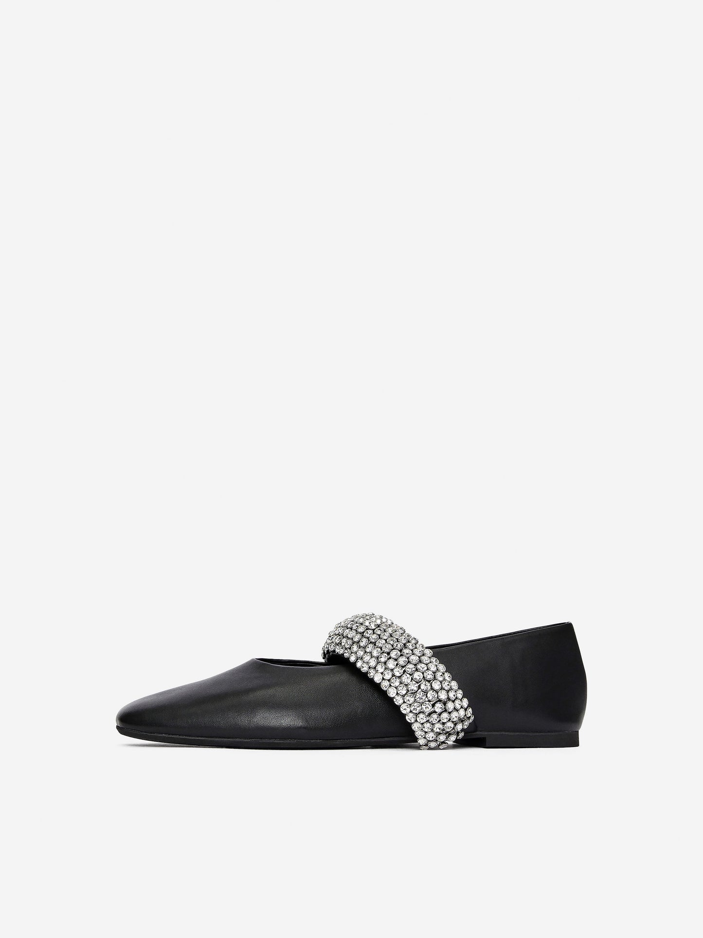 Rhinestone Leather Flats