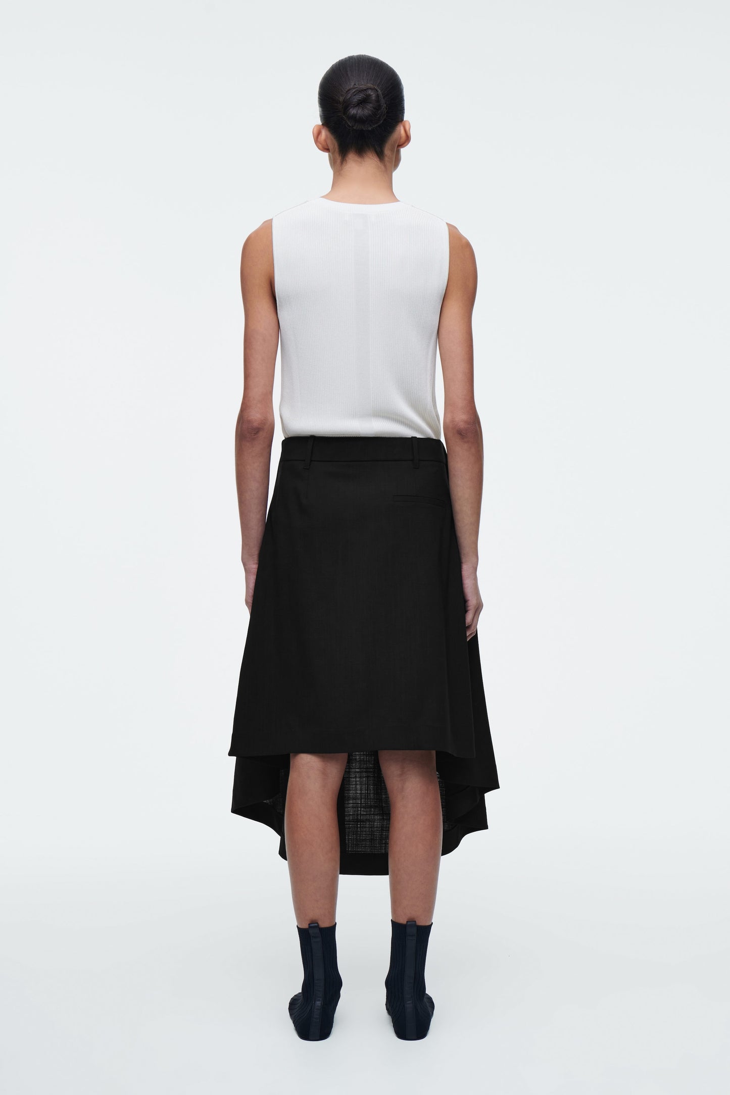 Deconstructed sheer wool skirt