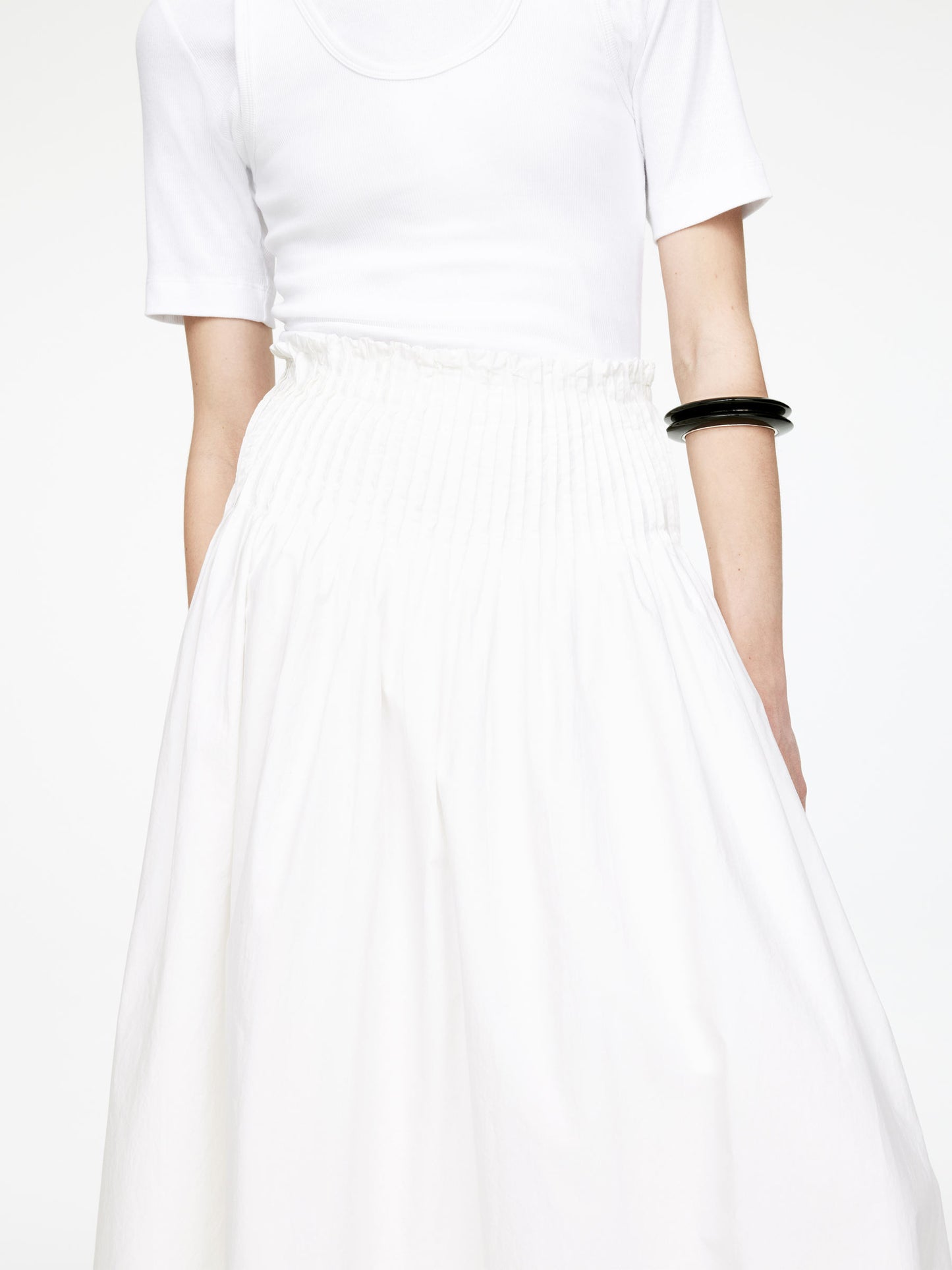 Pintuck Cotton Skirt