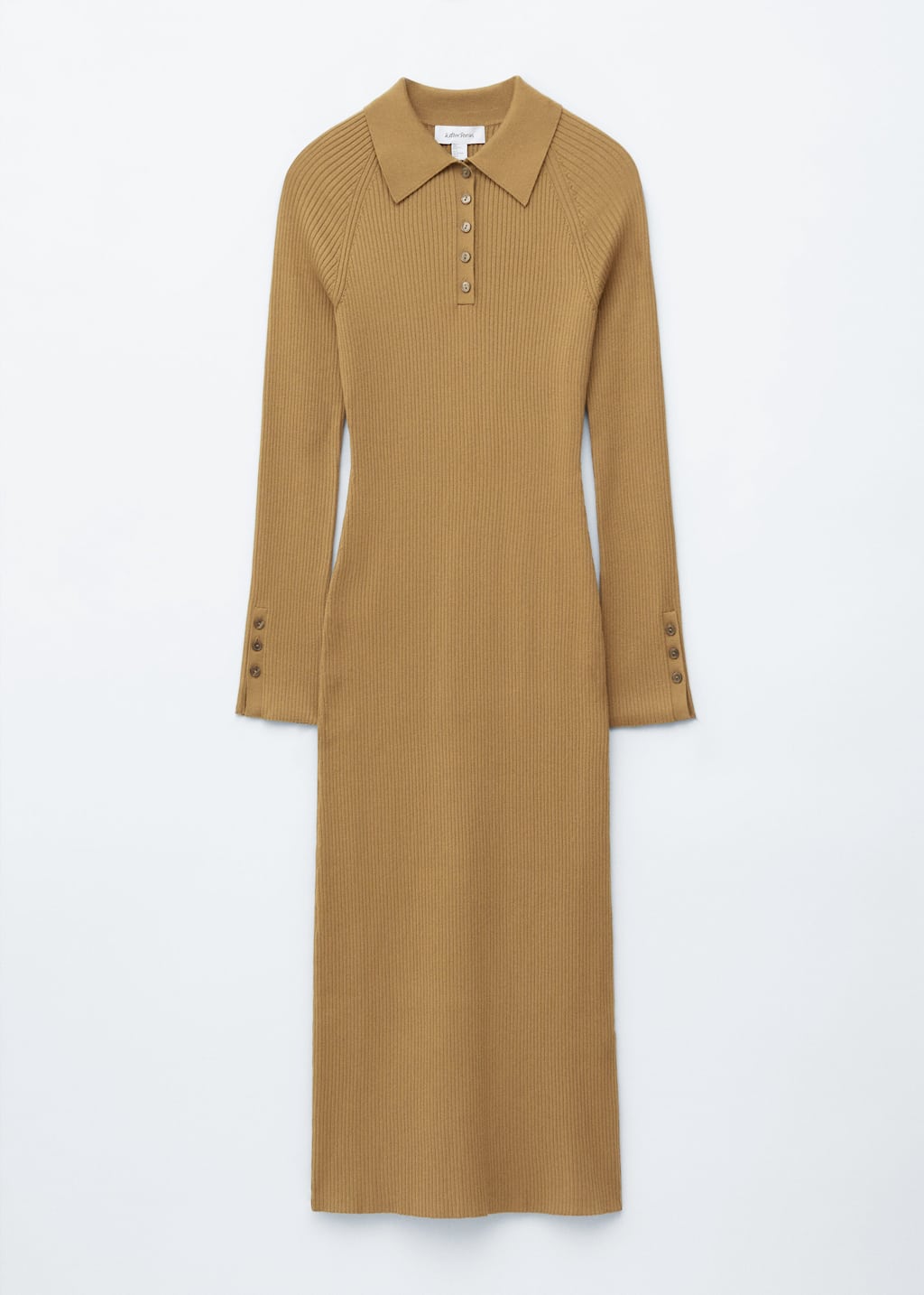 Rib-Knit Polo Midi Dress