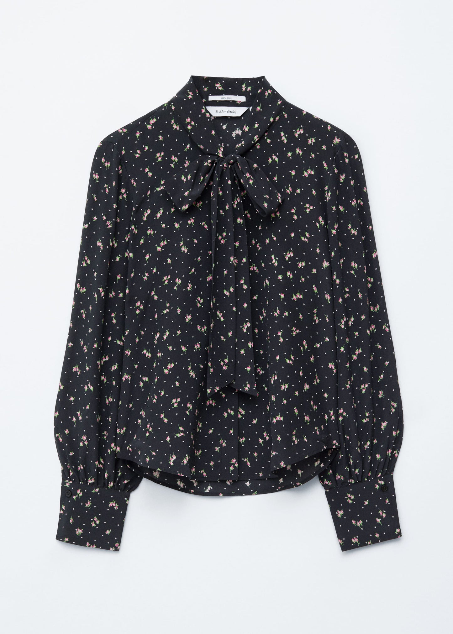 Tie-Neck Silk Blouse