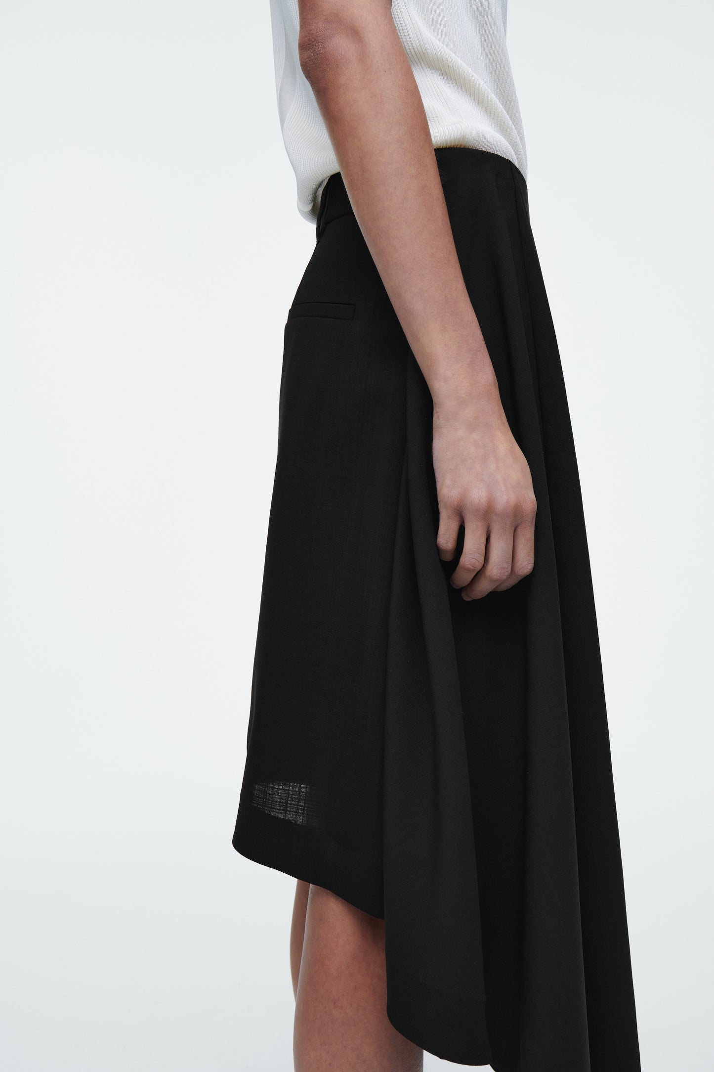 Deconstructed sheer wool skirt