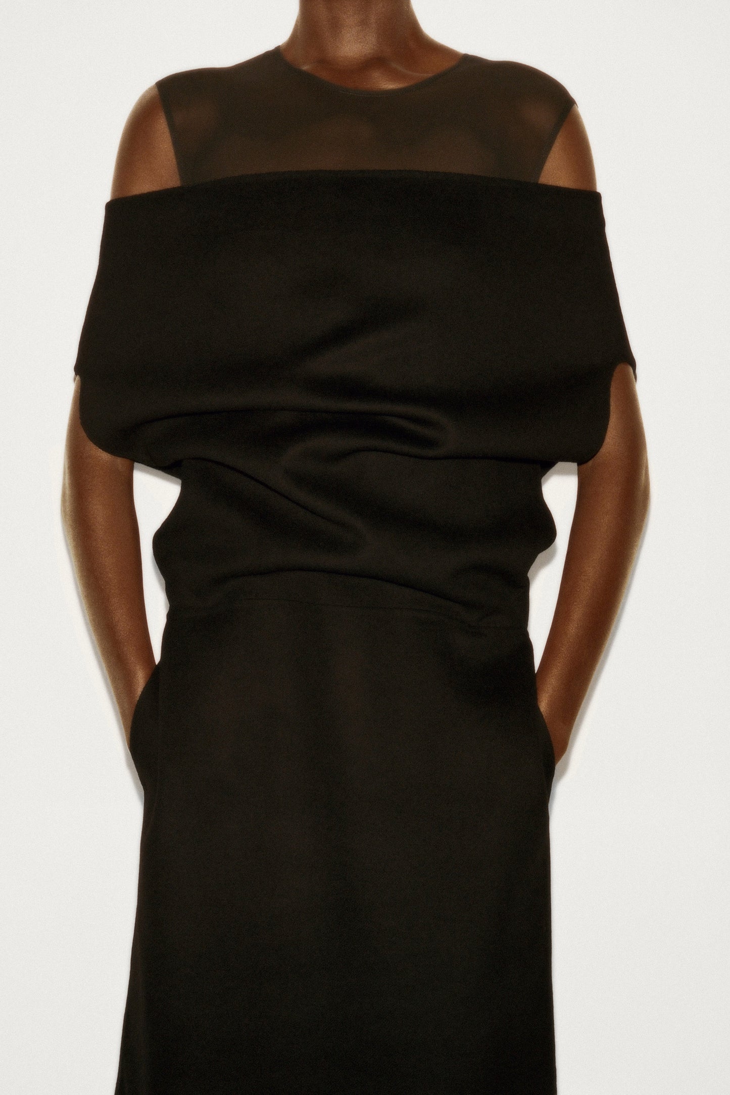 Off-The-Shoulder Wool-Silk Dress
