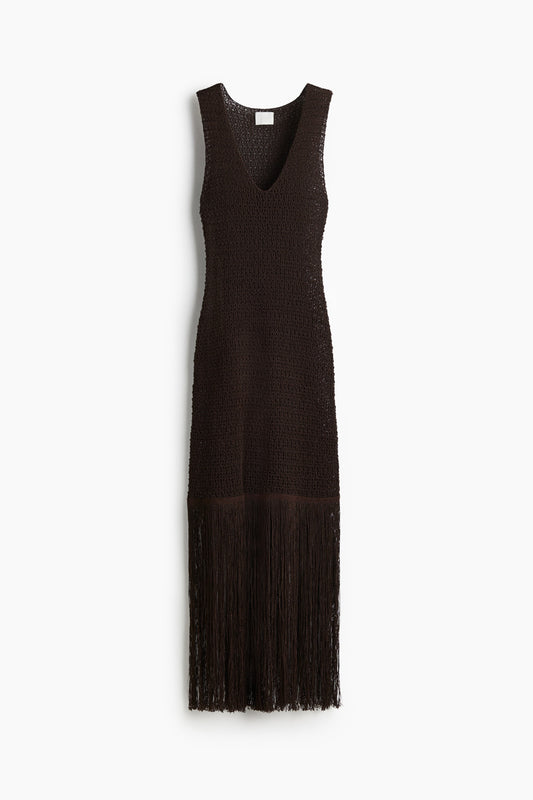 Fringed knitted dress