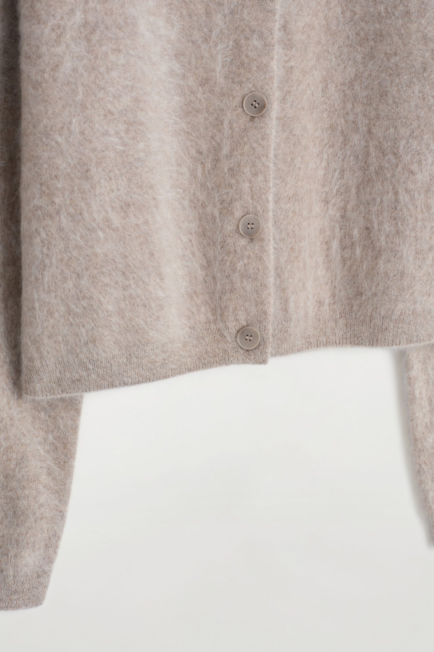 Brushed-Cashmere Crew-Neck Cardigan