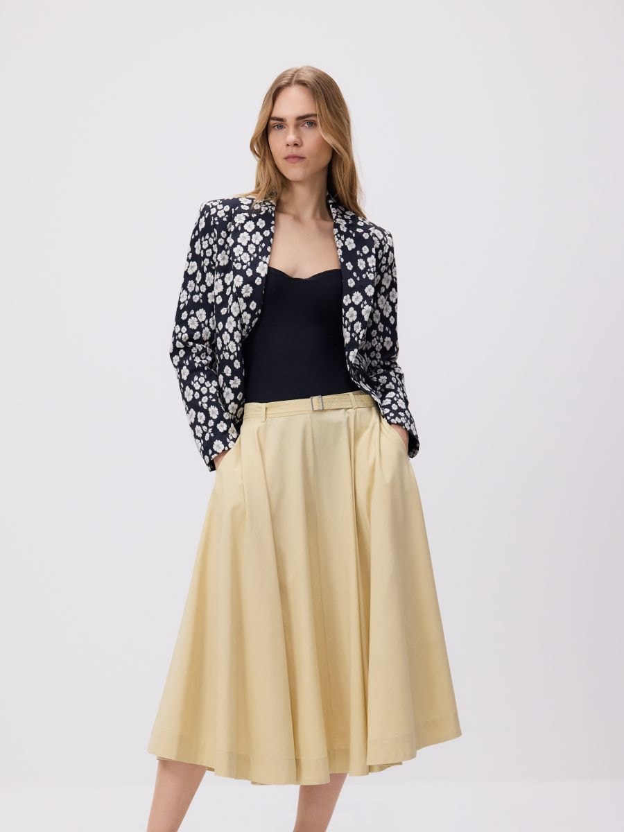 Cotton rich midi skirt