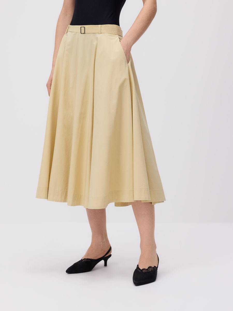Cotton rich midi skirt