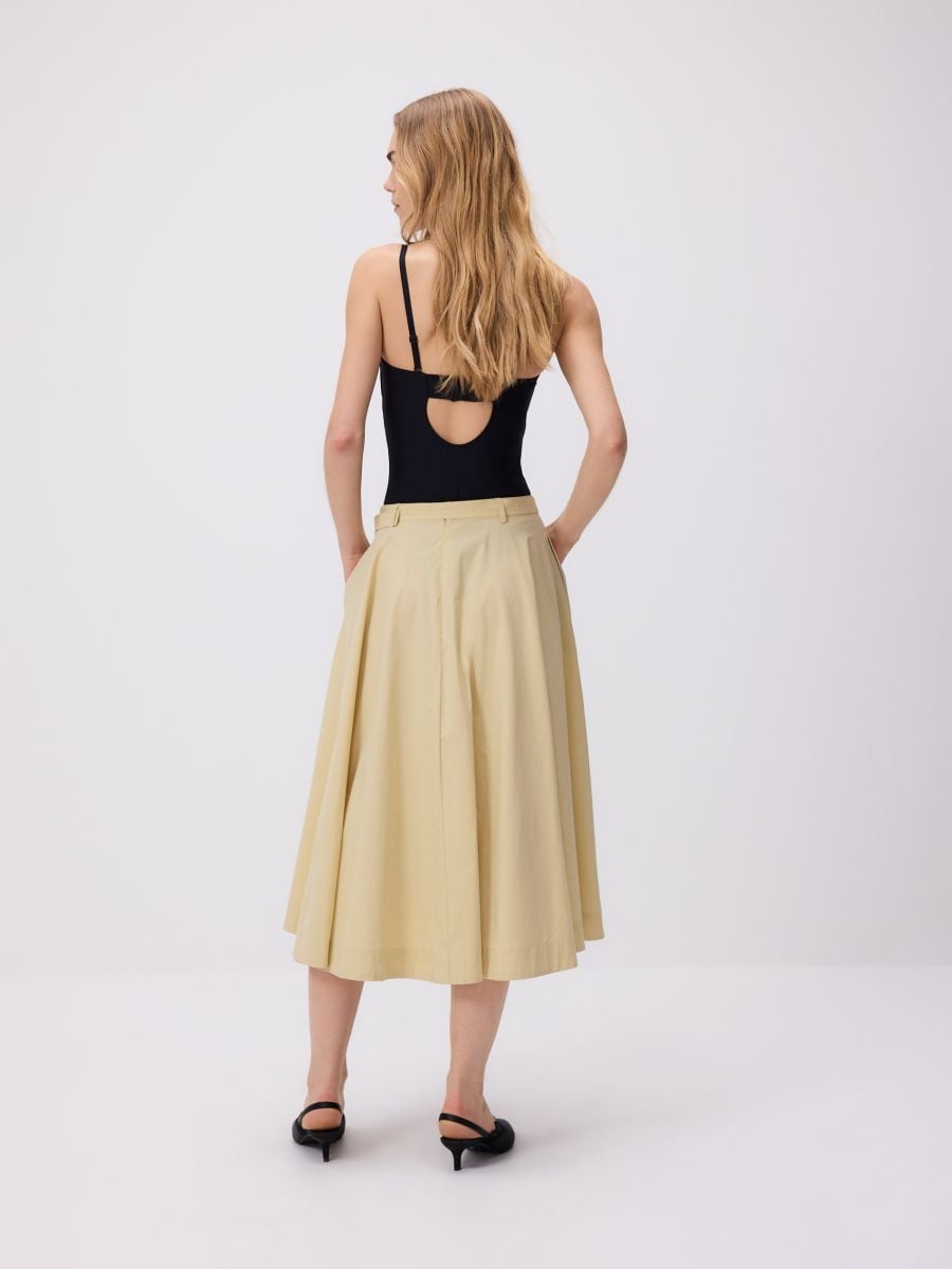 Cotton rich midi skirt
