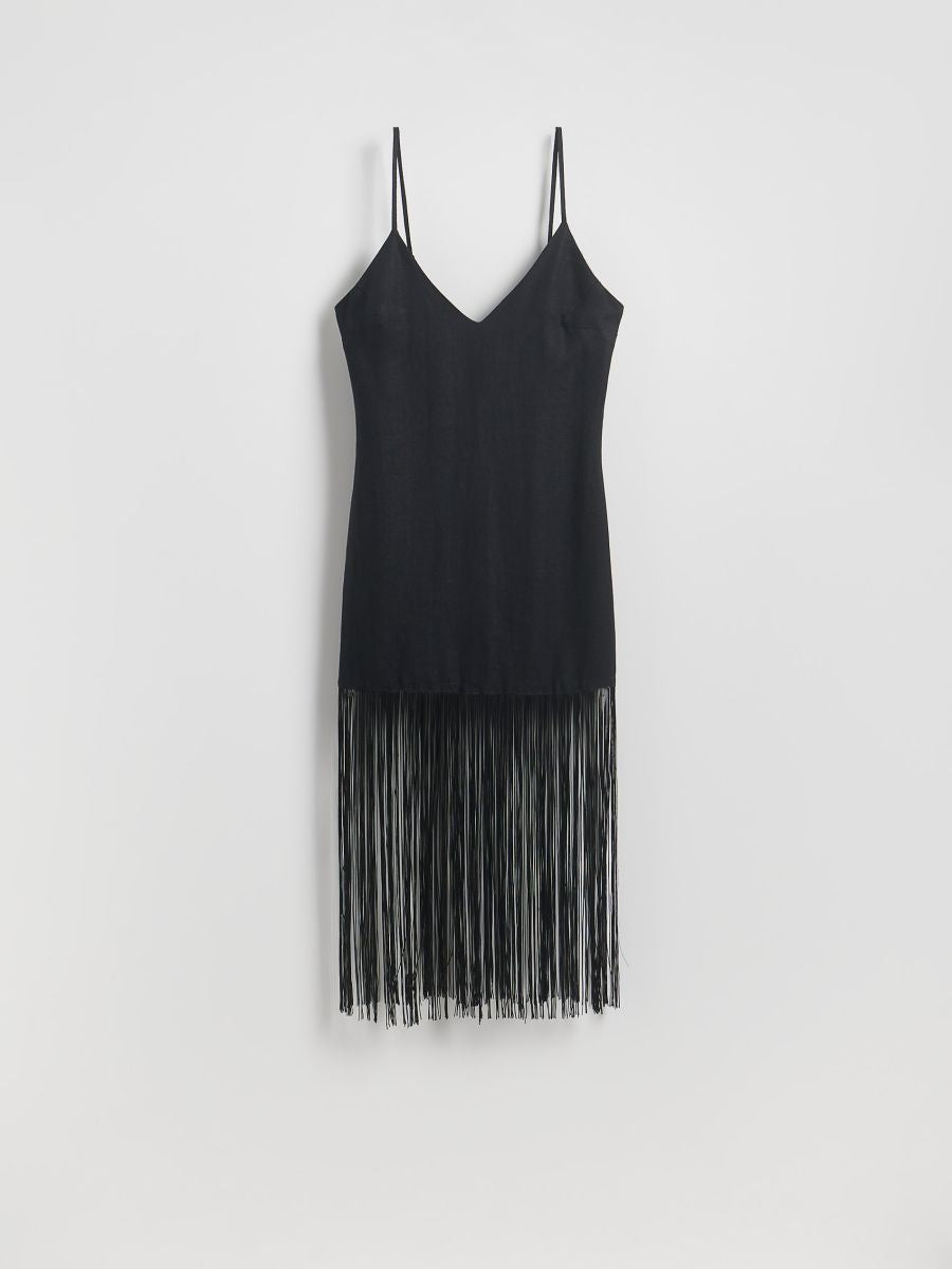Linen dress with fringes