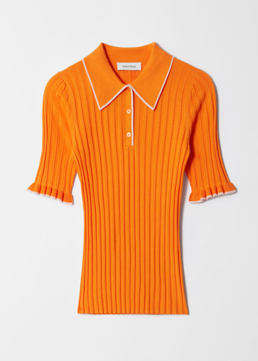 Rib-Knit Polo Shirt