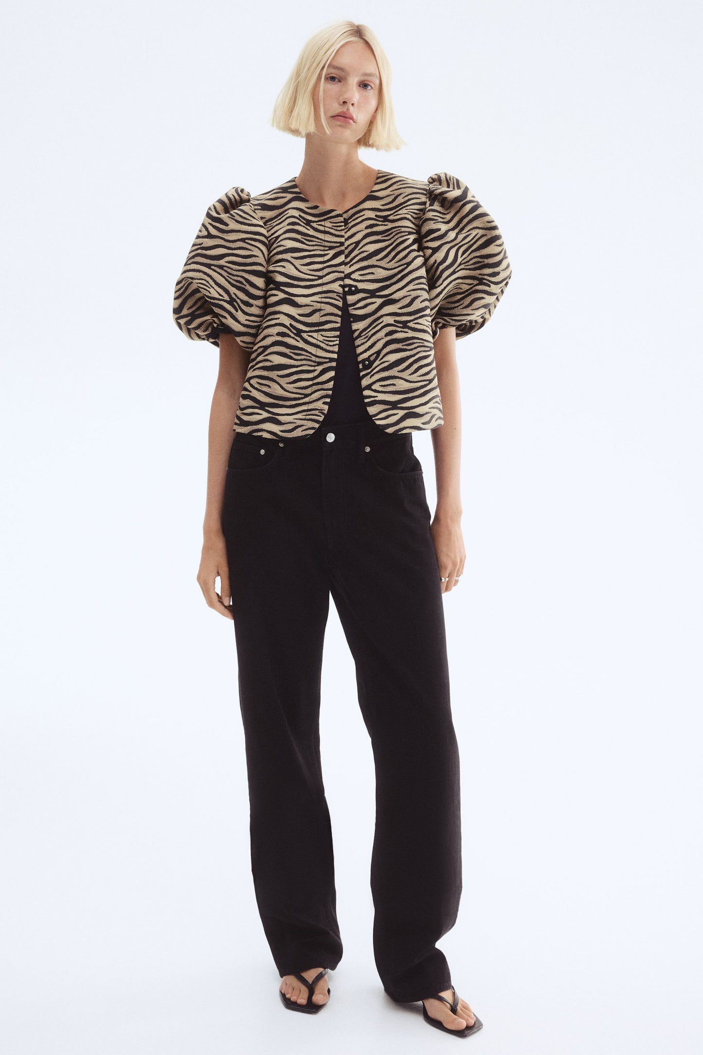 Balloon-sleeved blouse