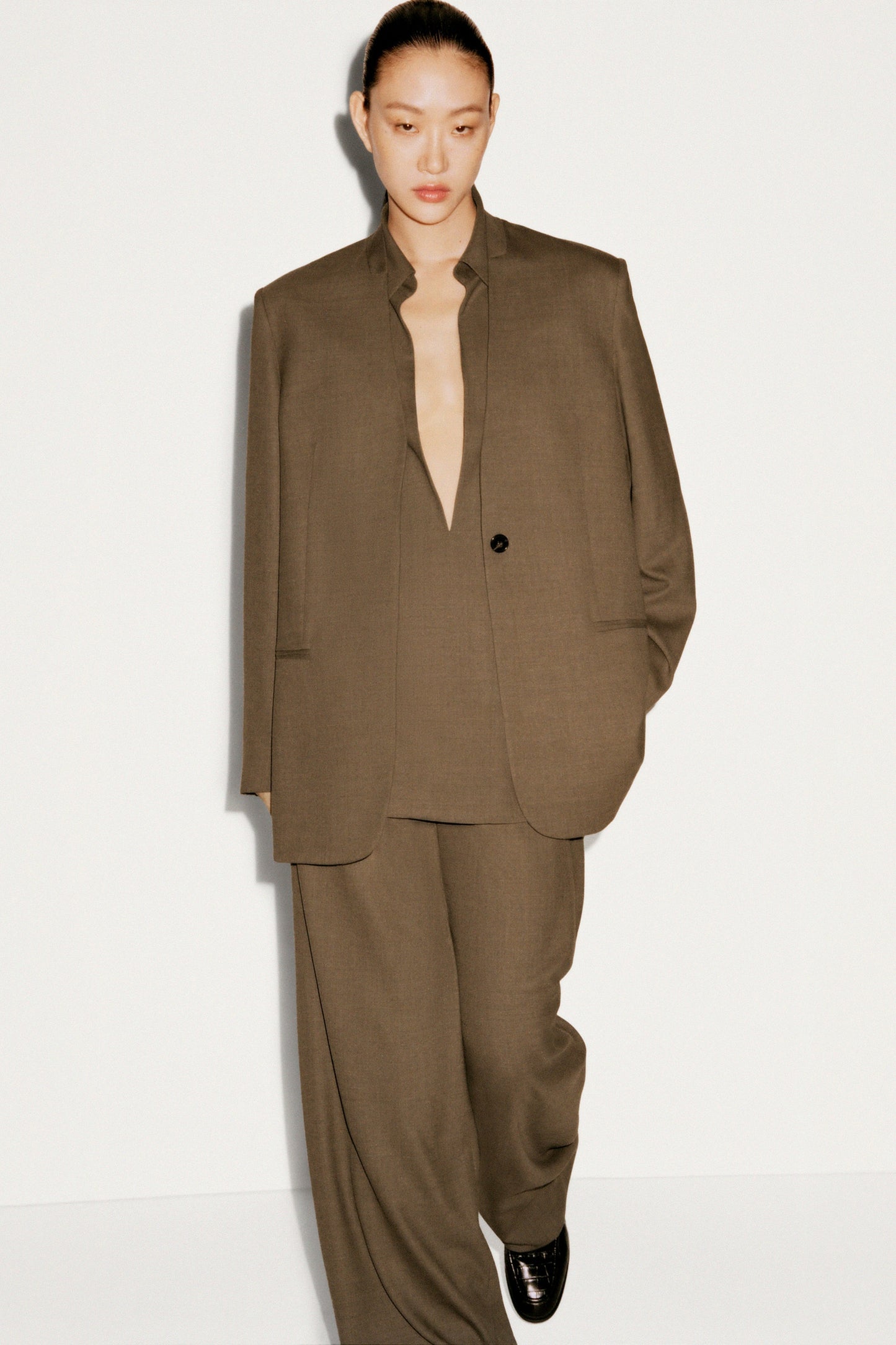 Wool-Blend Wide-Leg Trousers
