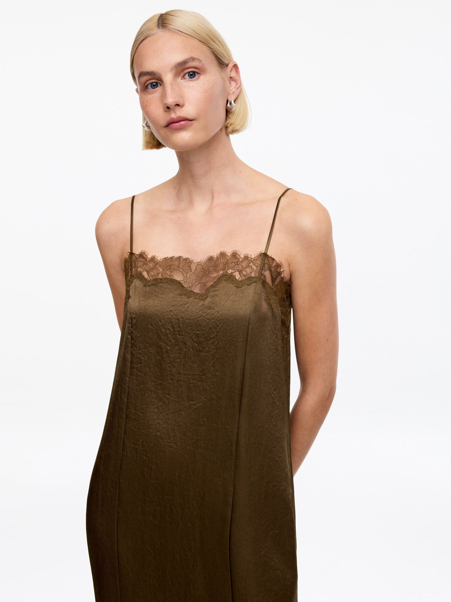 Lace-Trimmed Slip Dress