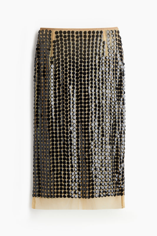 Sequined mesh skirt