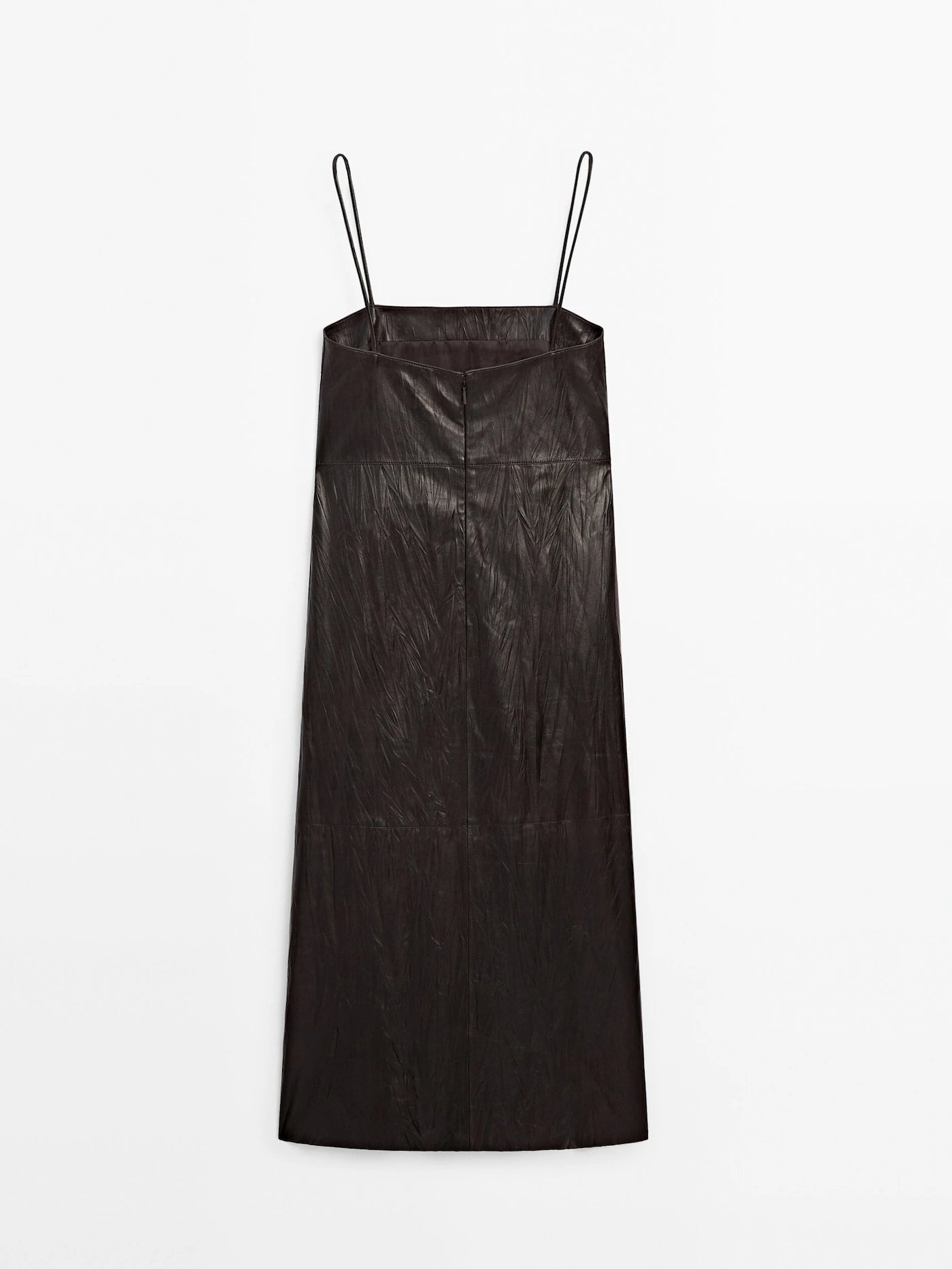 Crackled leather midi dress