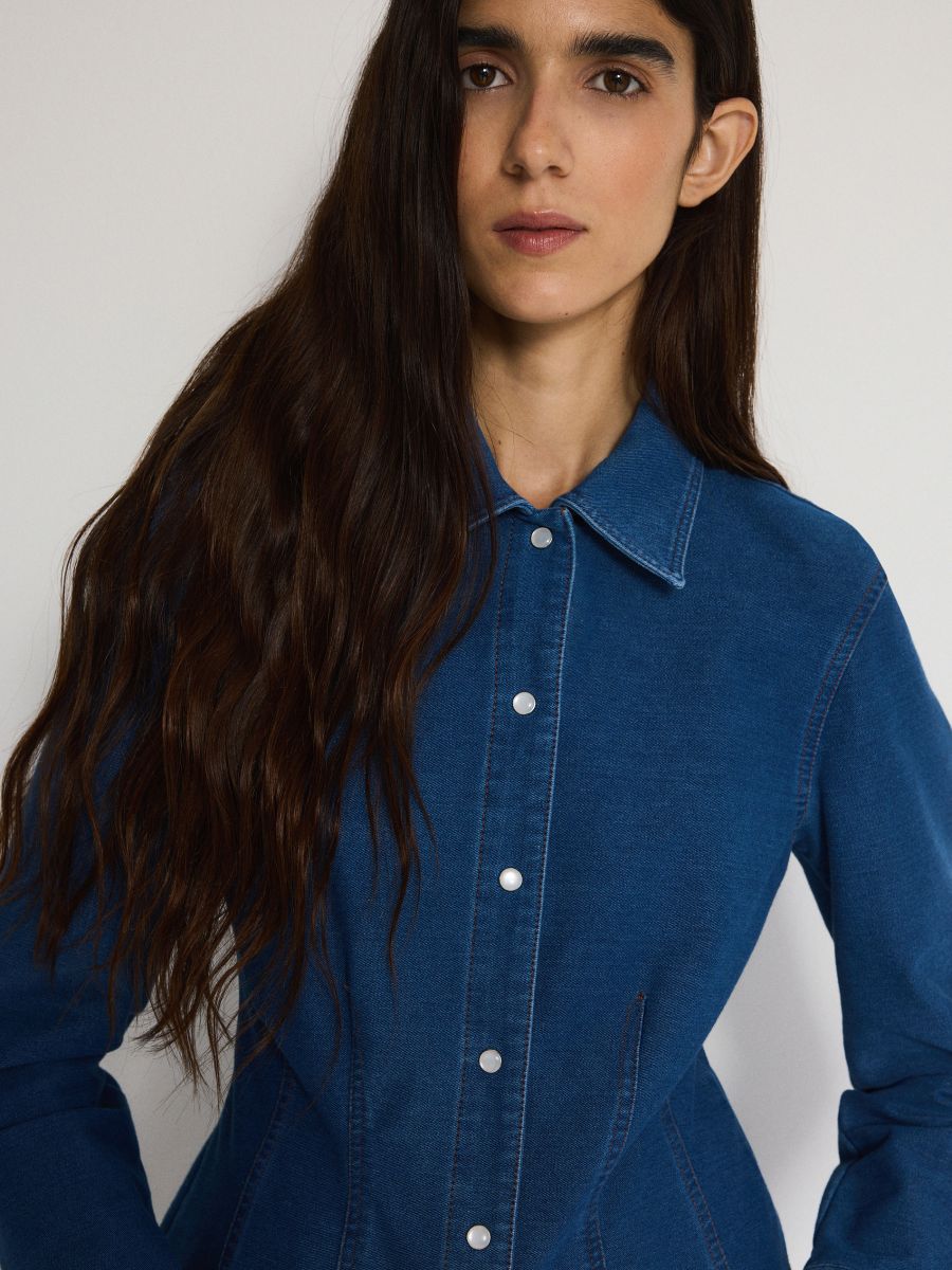 Denim shirt with darts