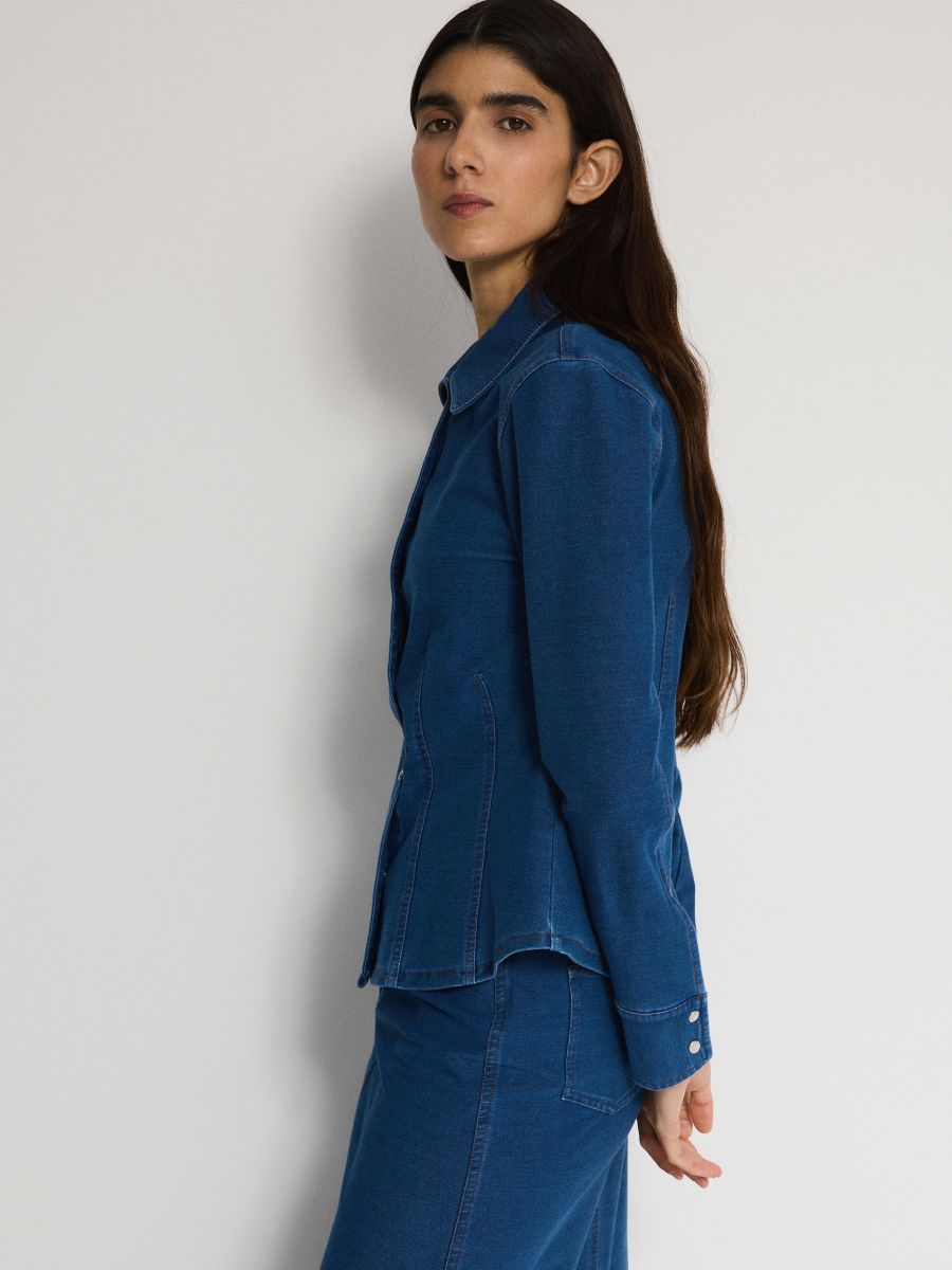 Denim shirt with darts