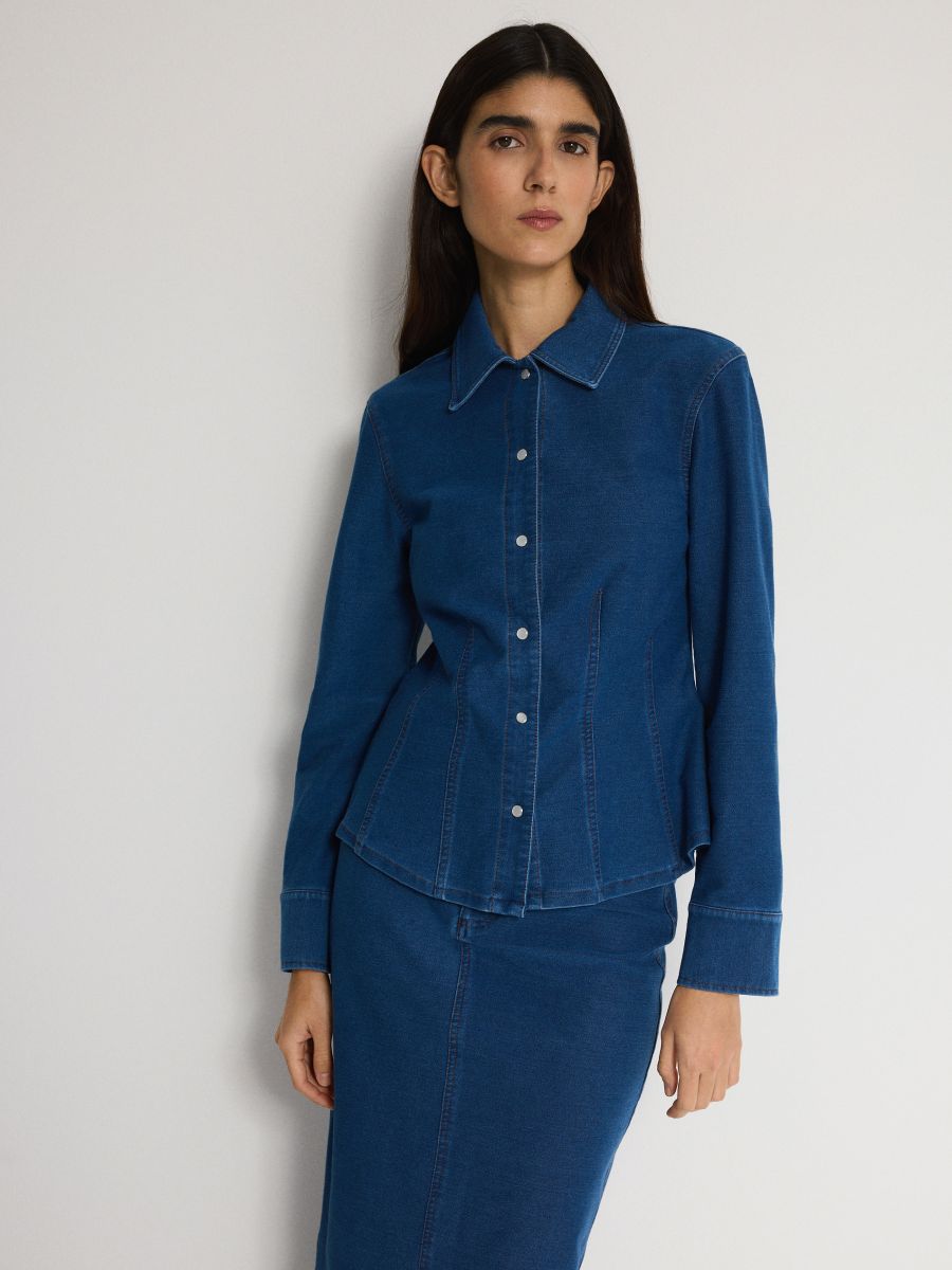 Denim shirt with darts